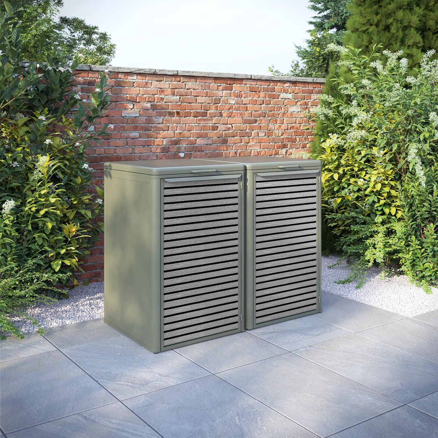 Curva Dusty Green 2 Bin Store with Hudson Door Slat