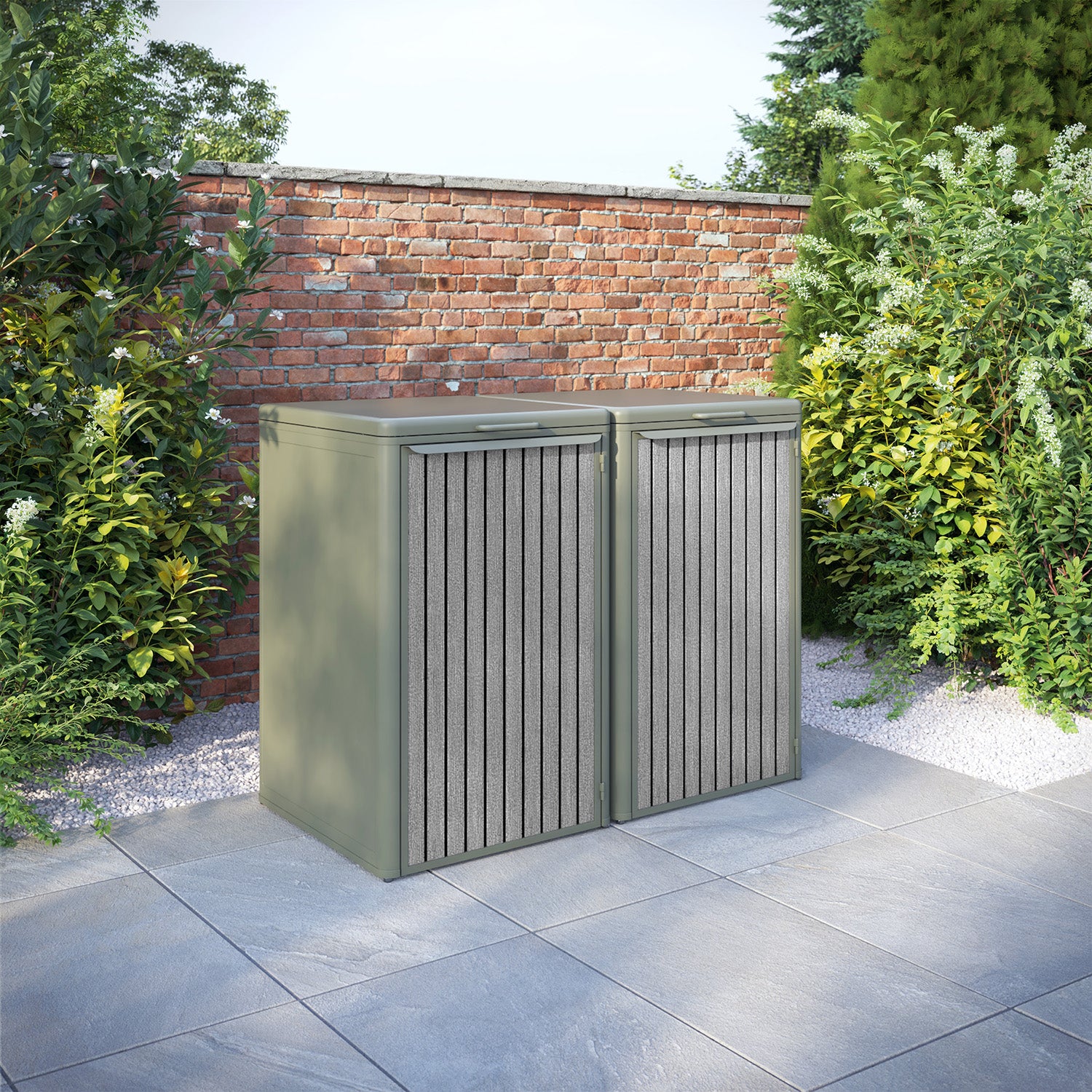 Curva Dusty Green 2 Bin Store with Virtis Door Slat
