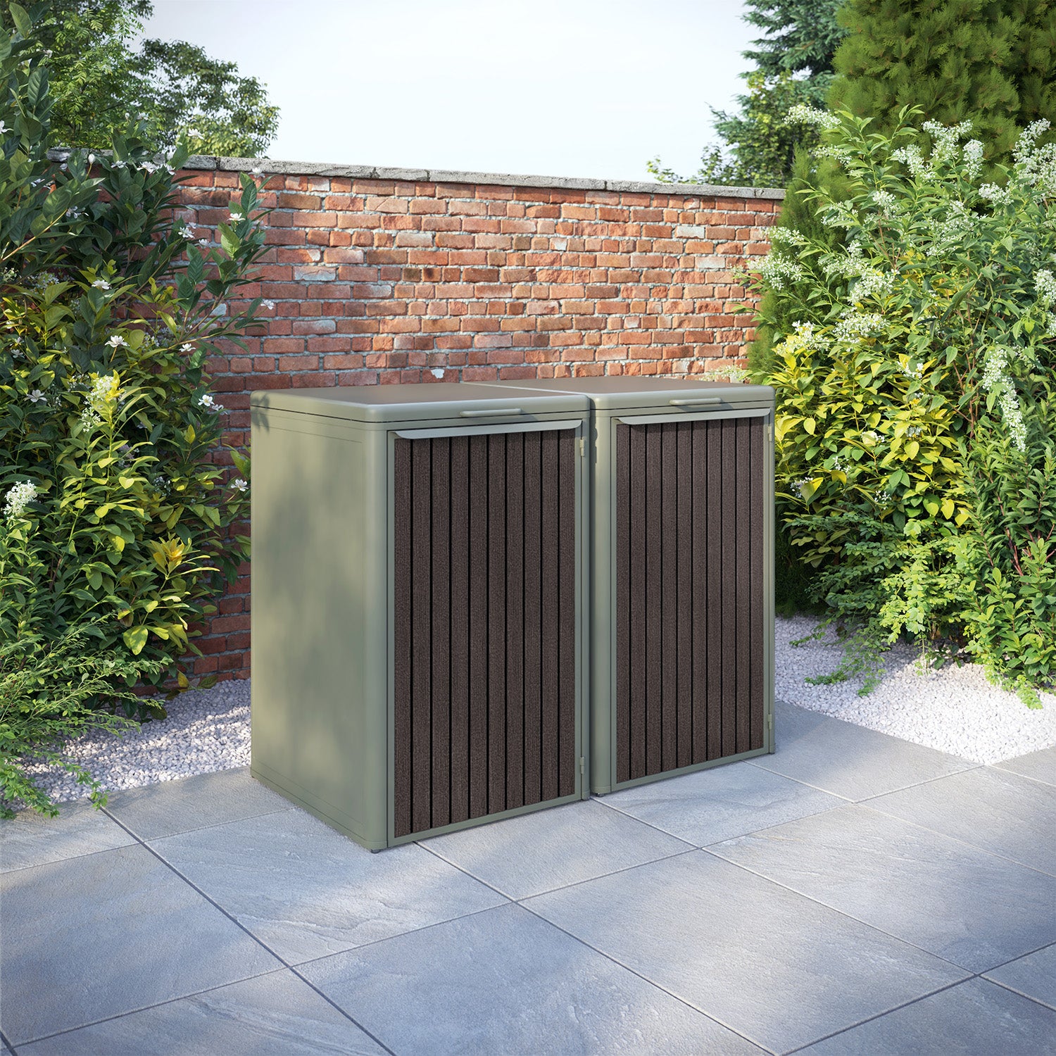 Curva Dusty Green 2 Bin Store with Virtis Door Slat