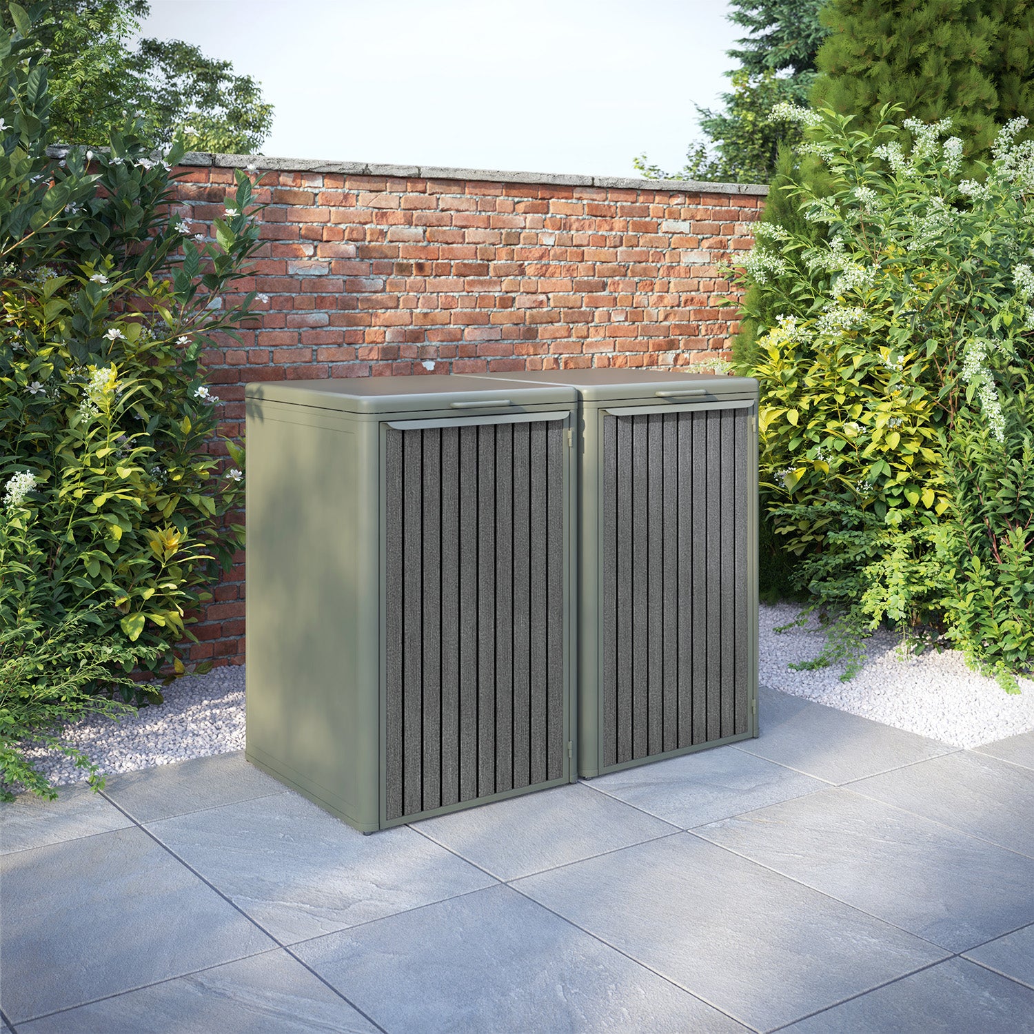 Curva Dusty Green 2 Bin Store with Virtis Door Slat