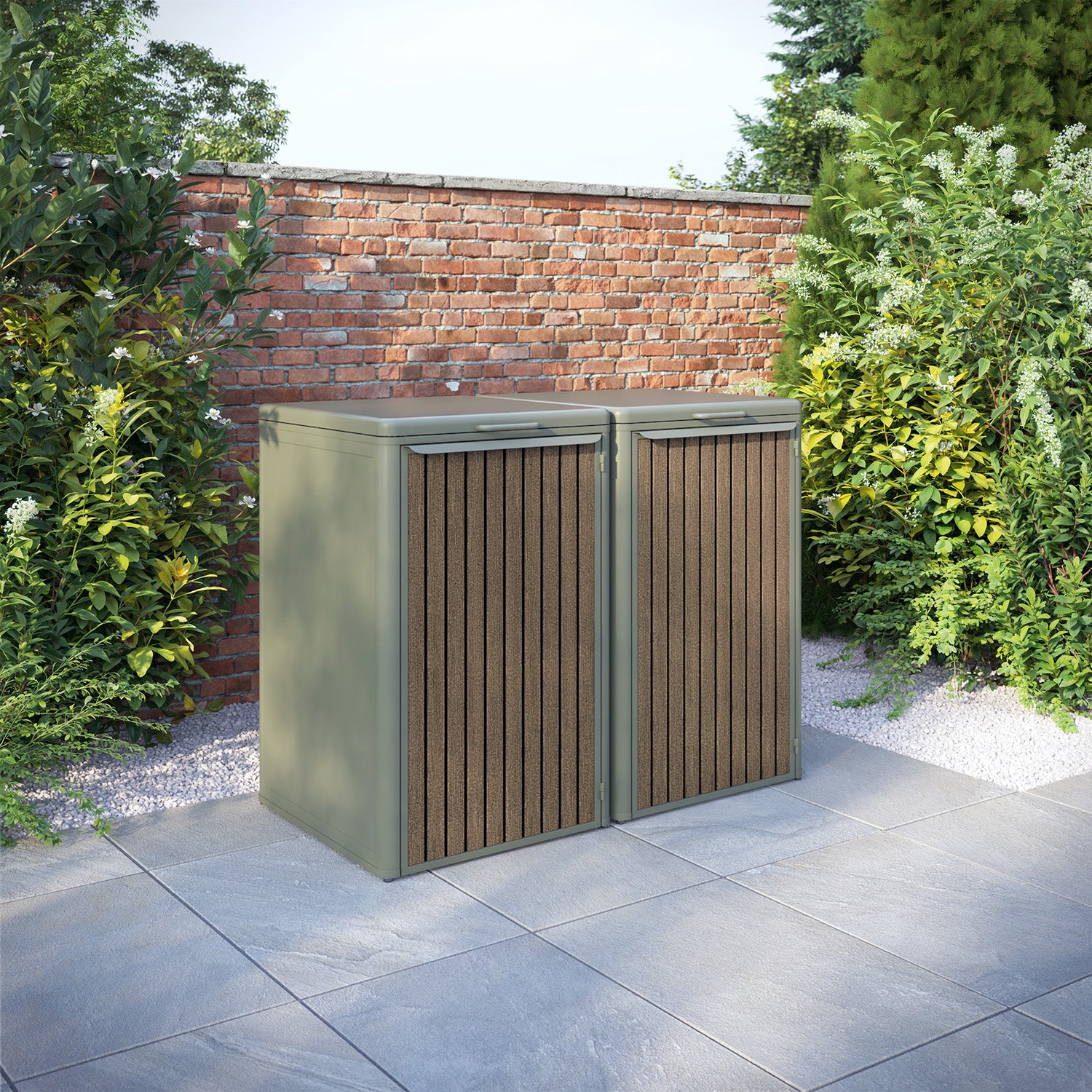 Curva Dusty Green 2 Bin Store with Virtis Door Slat