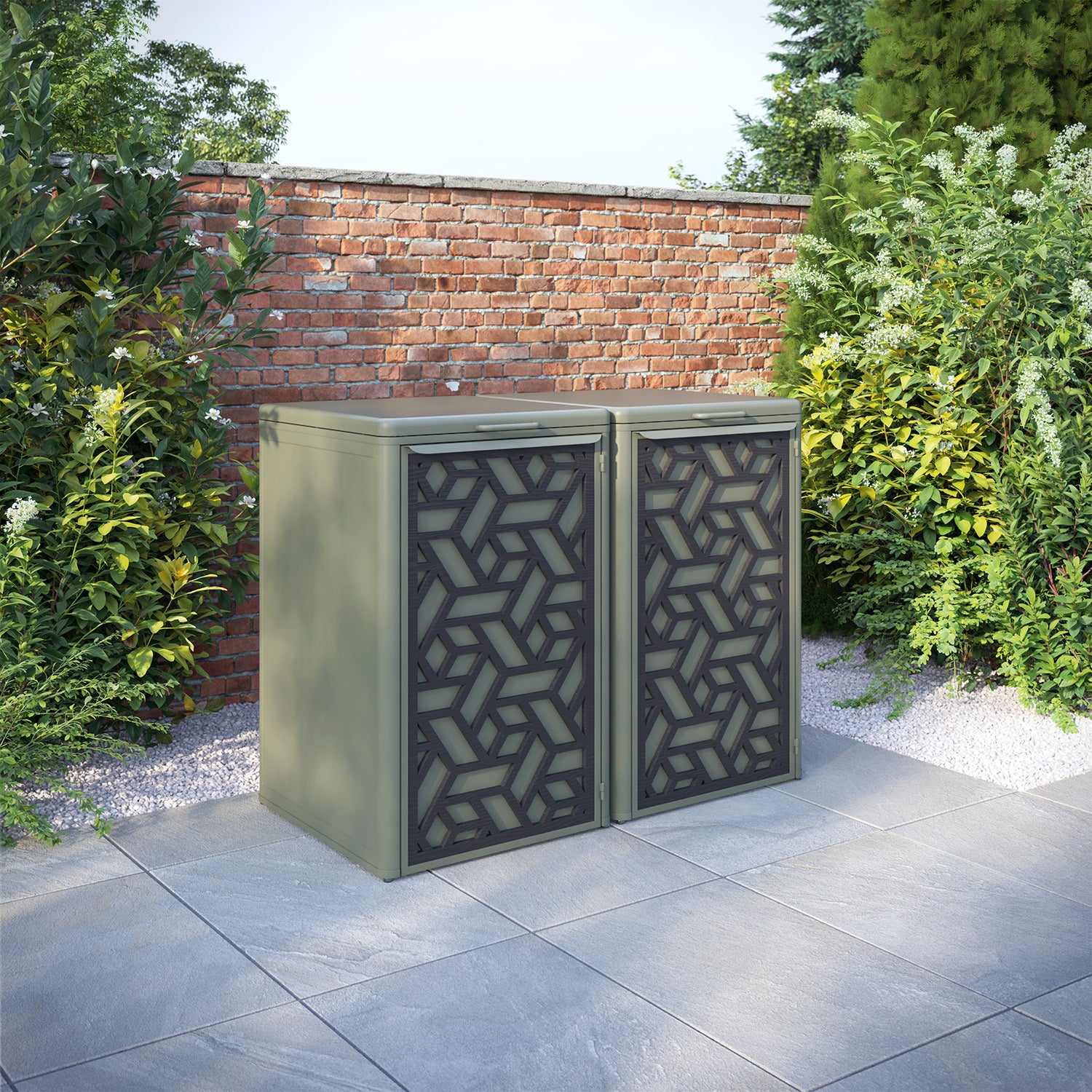Curva Dusty Green 2 Bin Store with Contour Door Screen
