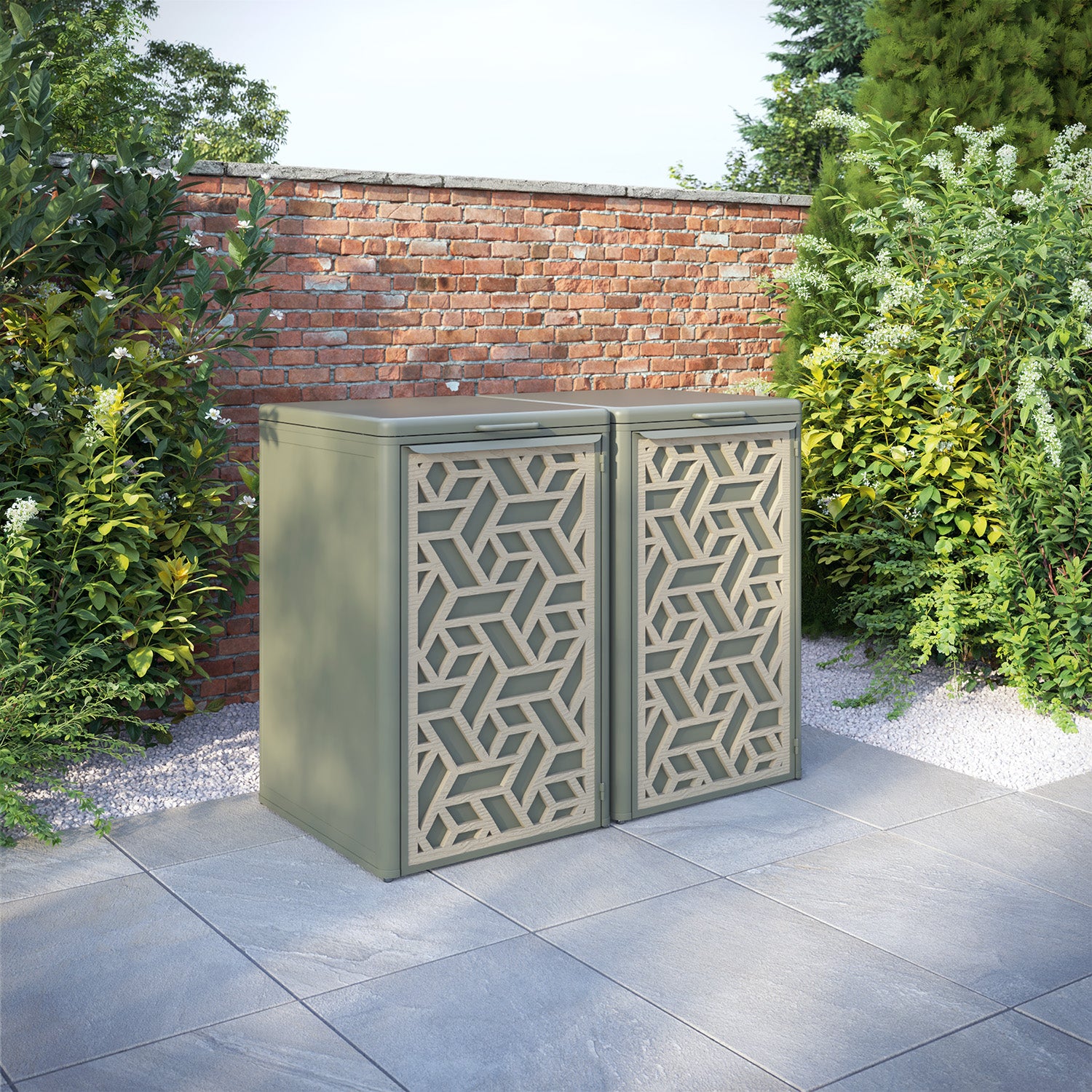 Curva Dusty Green 2 Bin Store with Contour Door Screen