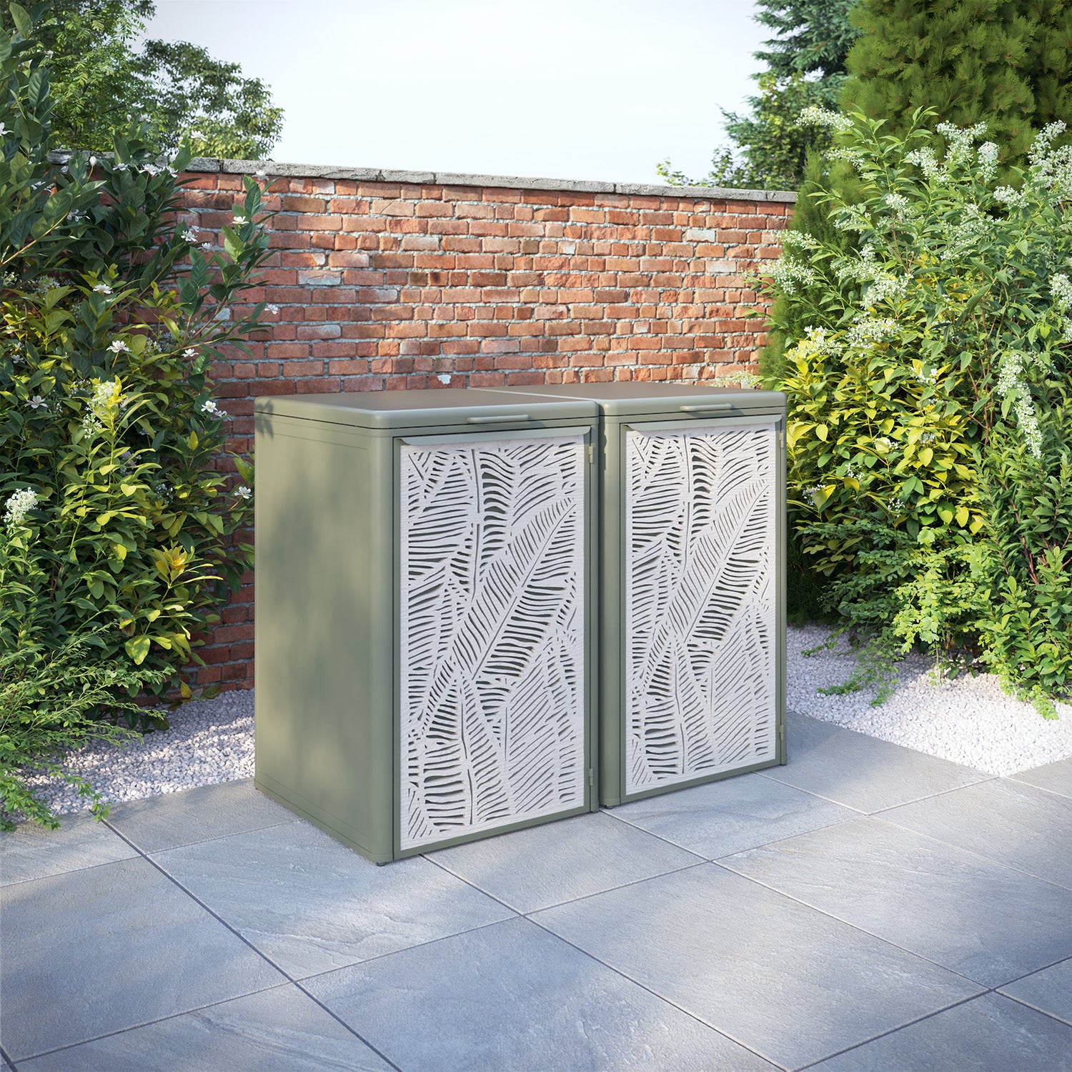 Curva Dusty Green 2 Bin Store with Feather Door Screen