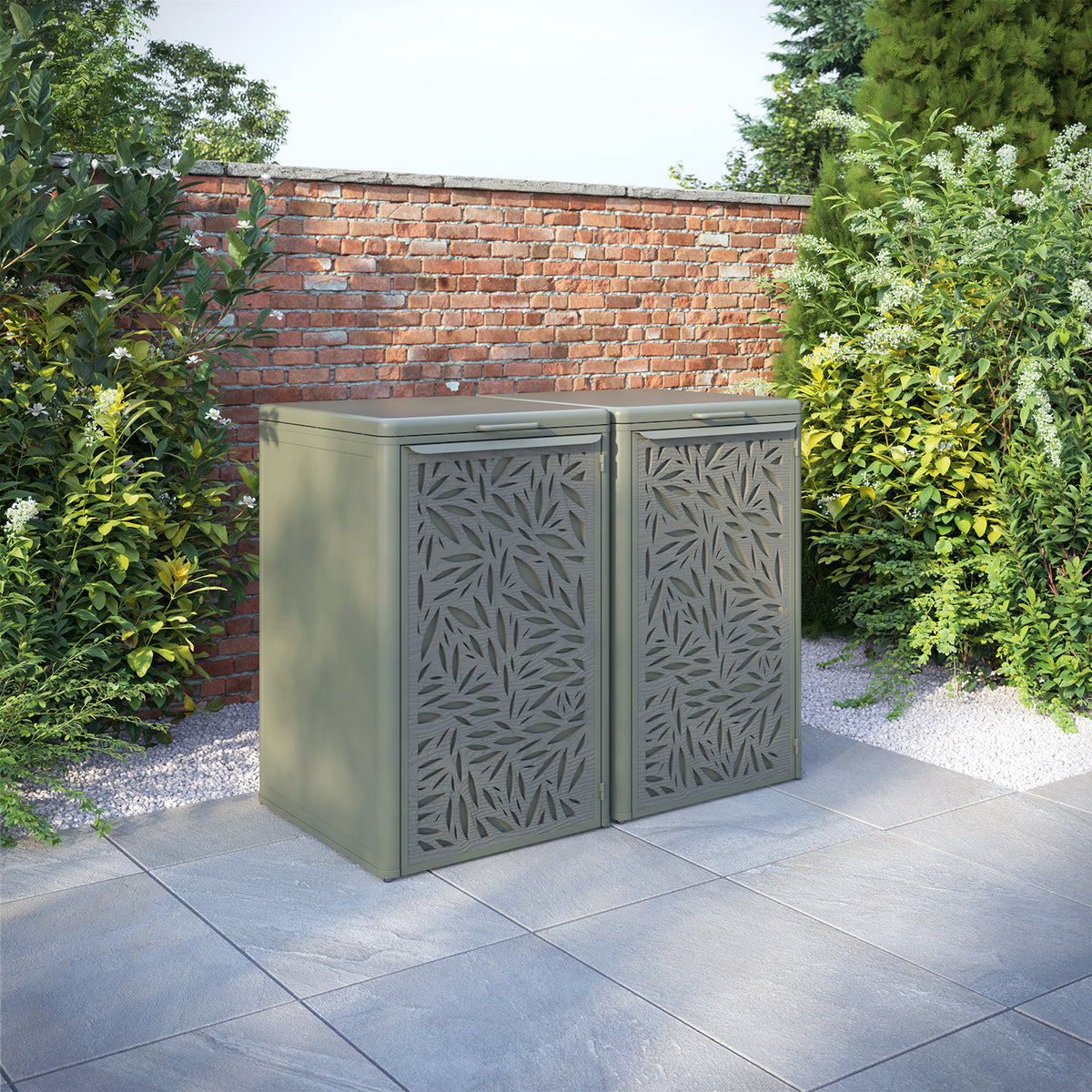 Curva Dusty Green 2 Bin Store with Foliage Door Screen