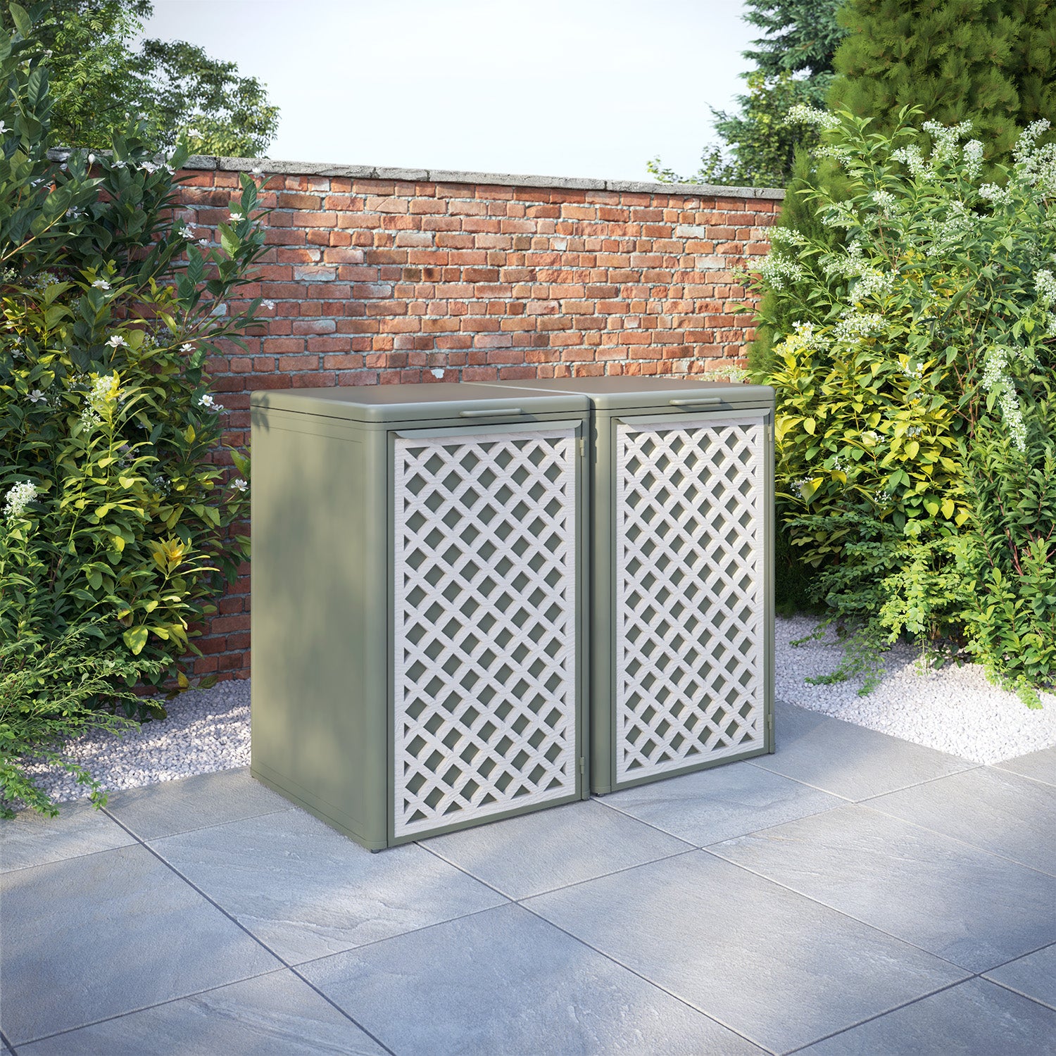 Curva Dusty Green 2 Bin Store with Hive Door Screen