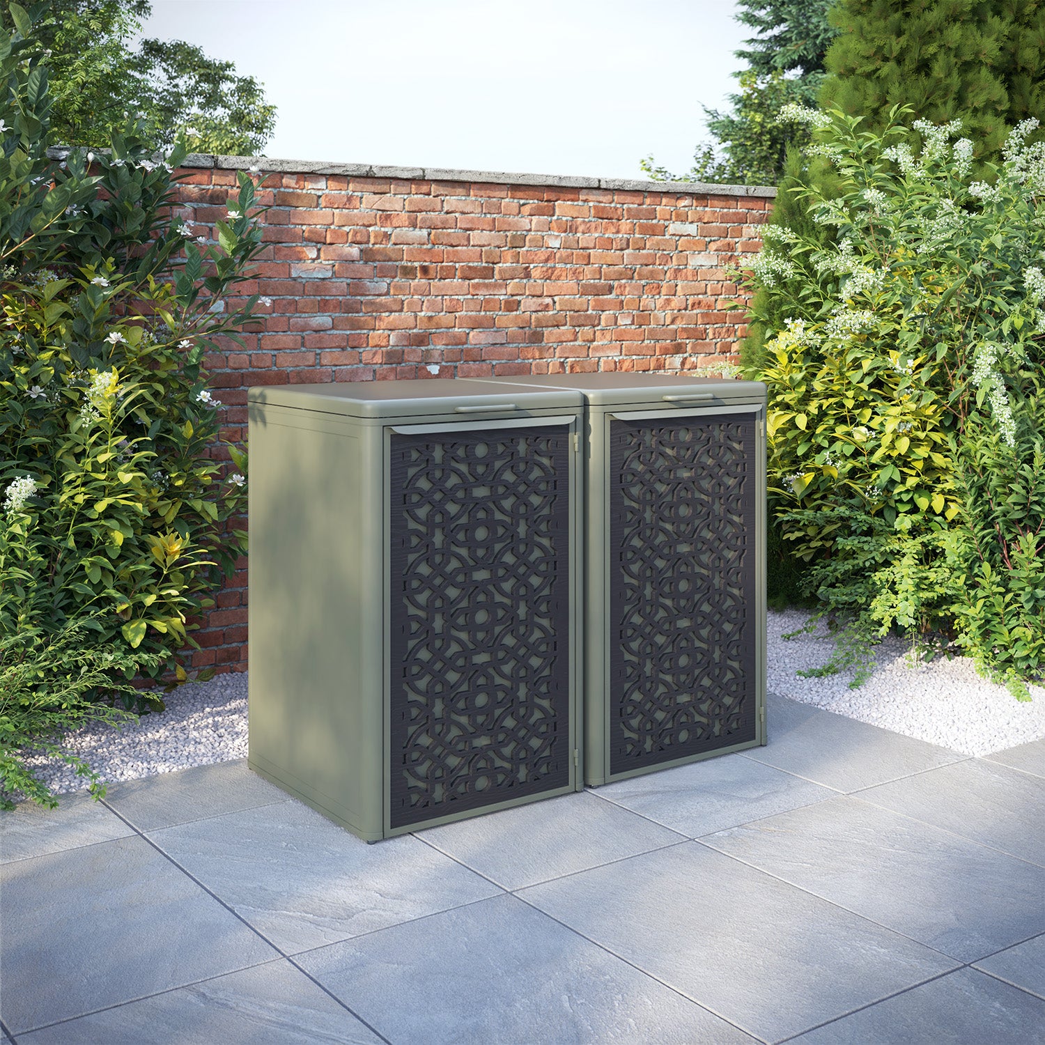 Curva Dusty Green 2 Bin Store with Nabila Door Screen