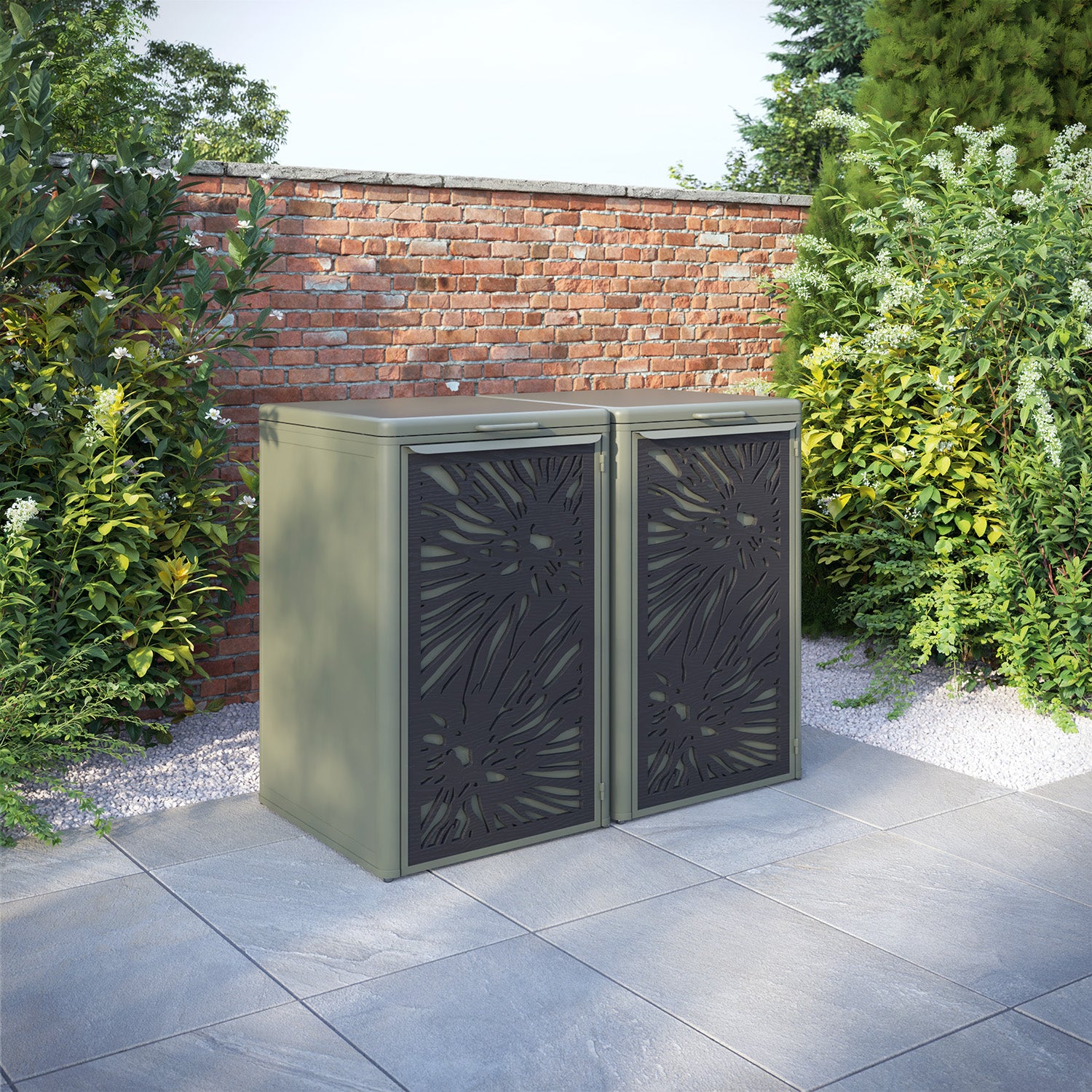 Curva Dusty Green 2 Bin Store with Poppy Door Screen