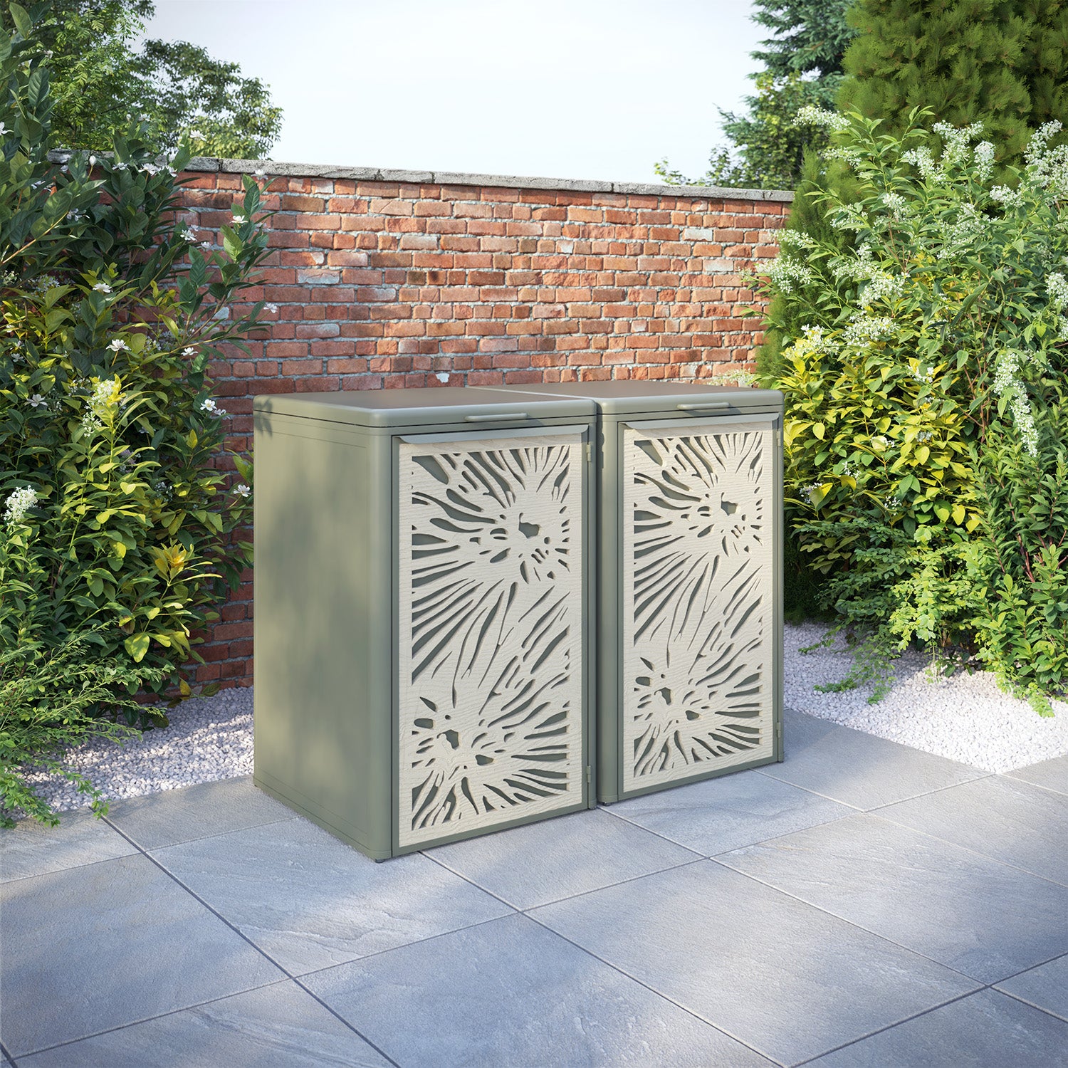 Curva Dusty Green 2 Bin Store with Poppy Door Screen