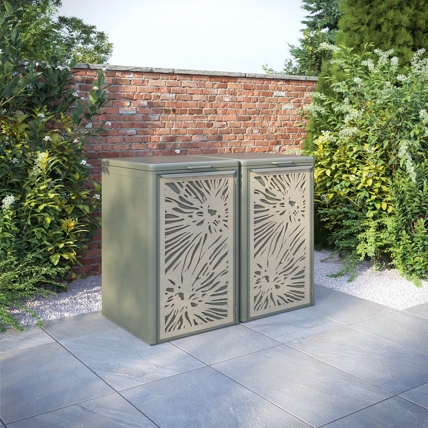 Curva Dusty Green 2 Bin Store with Poppy Door Screen