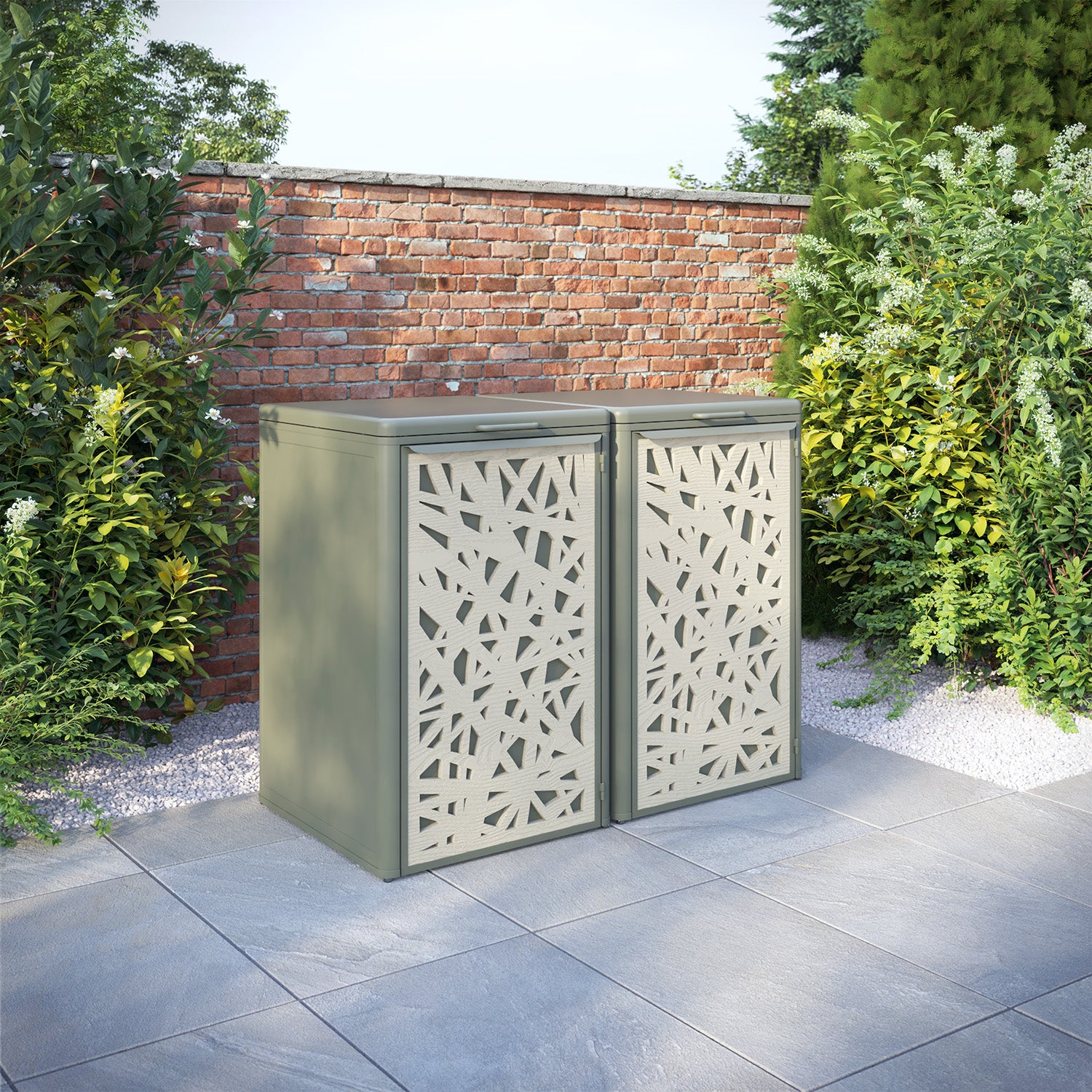 Curva Dusty Green 2 Bin Store with Prism Door Screen
