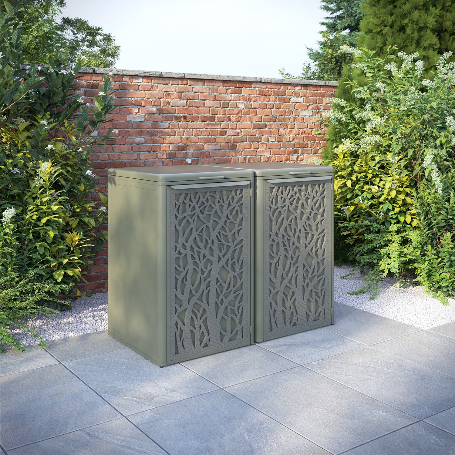 Curva Dusty Green 2 Bin Store with Twilight Door Screen