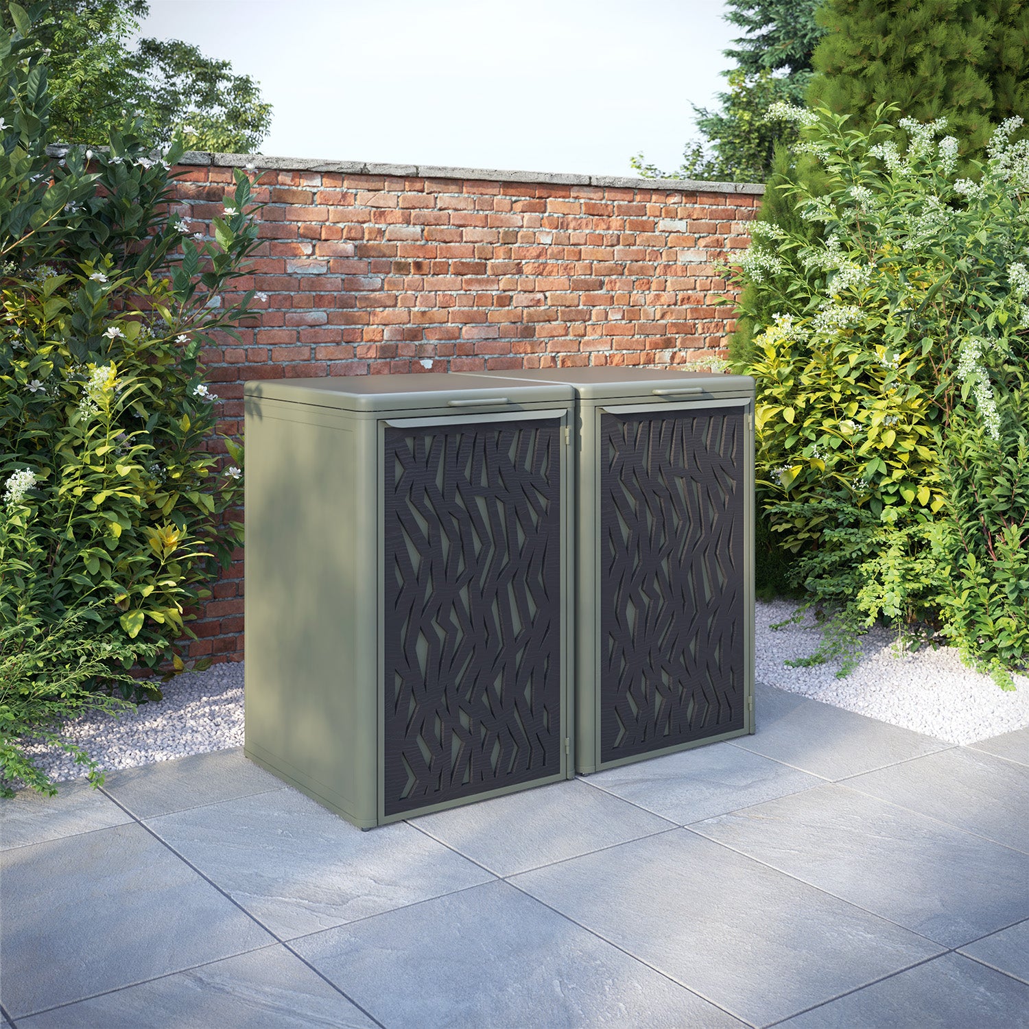 Curva Dusty Green 2 Bin Store with Zenith Door Screen