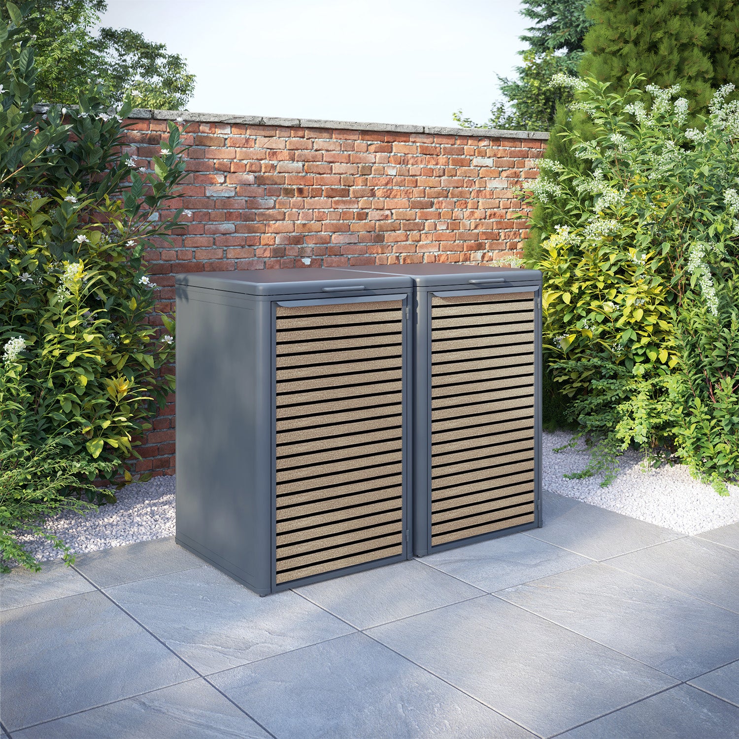 Curva Anthracite Grey 2 Bin Store with Hudson Door Slat