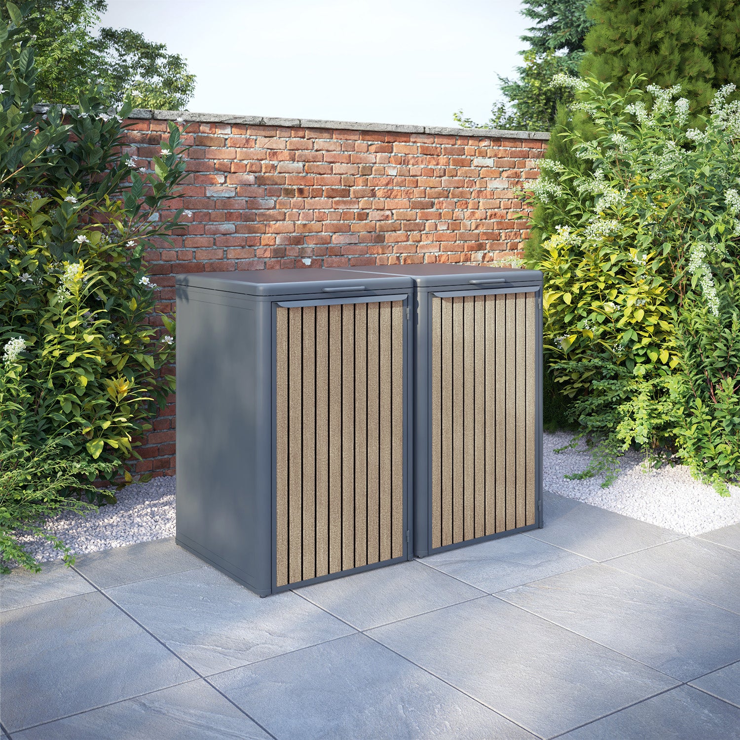 Curva Anthracite Grey 2 Bin Store with Virtis Door Slat