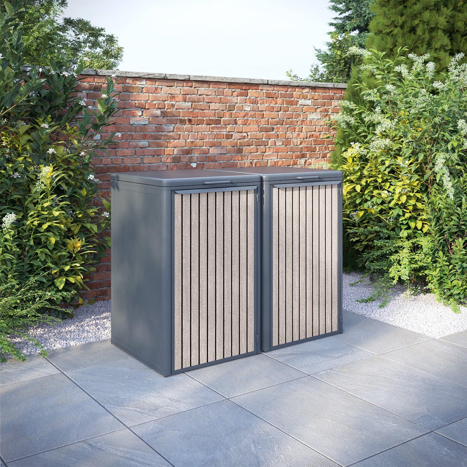 Curva Anthracite Grey 2 Bin Store with Virtis Door Slat