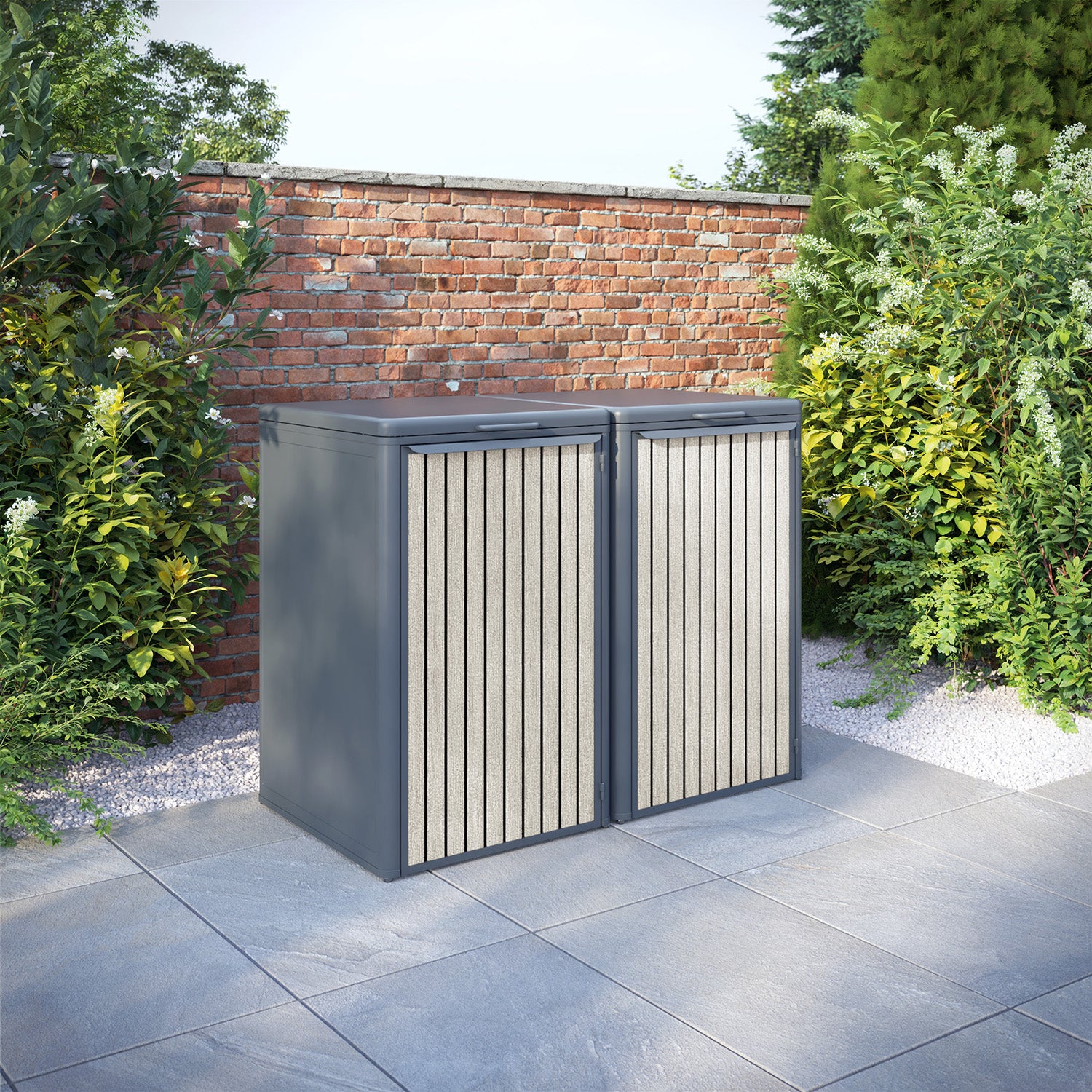 Curva Anthracite Grey 2 Bin Store with Virtis Door Slat
