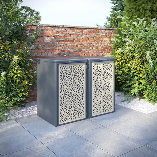 Curva Anthracite Grey 2 Bin Store with Alnara Door Screen