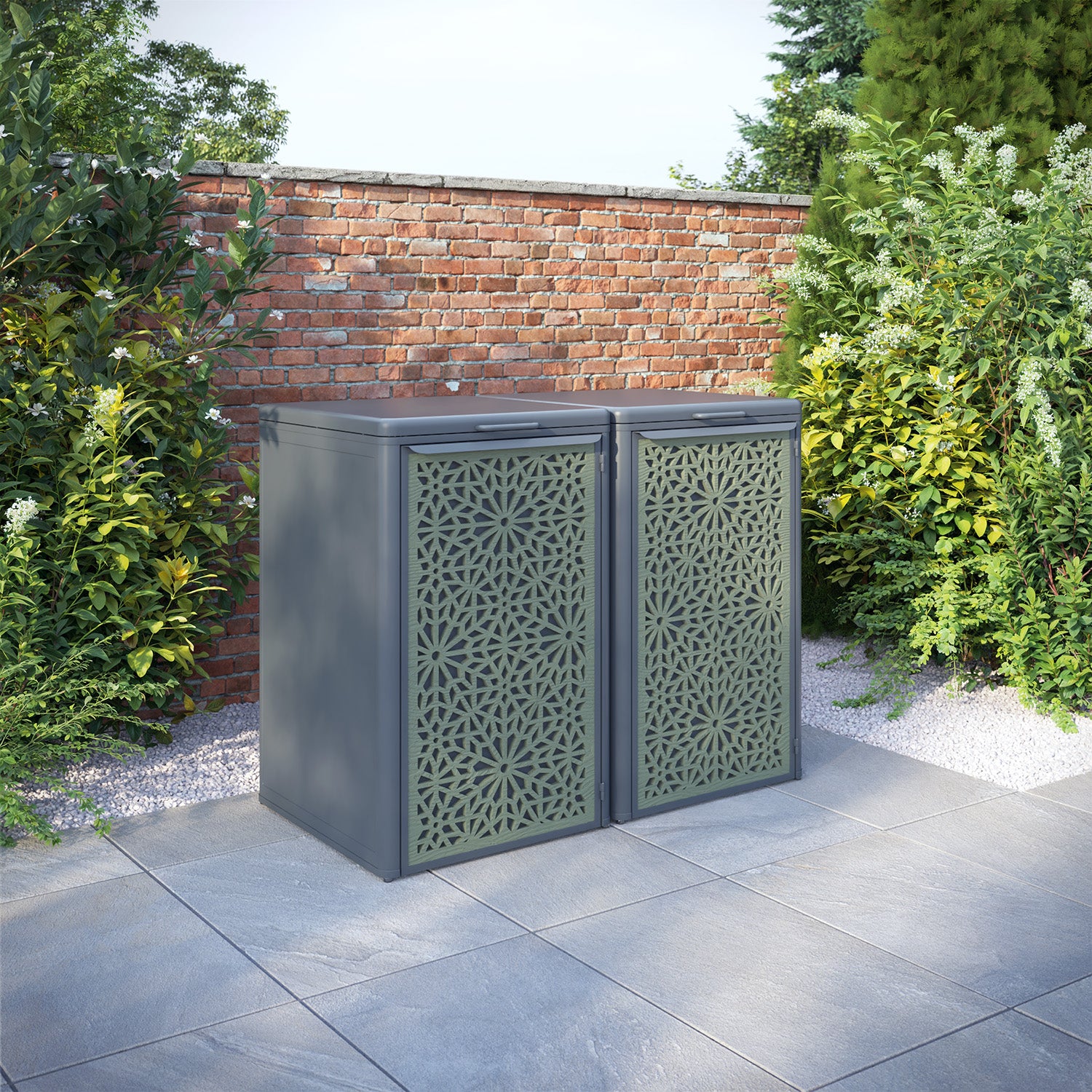 Curva Anthracite Grey 2 Bin Store with Alnara Door Screen