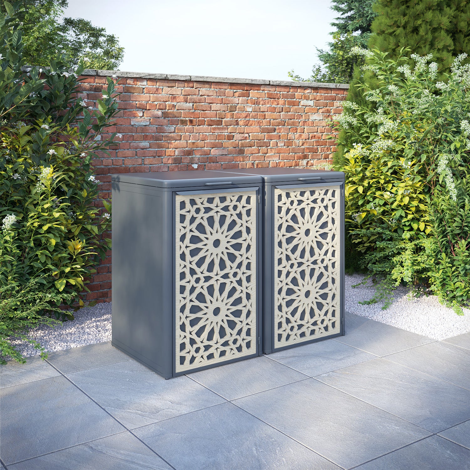 Curva Anthracite Grey 2 Bin Store with Amina Door Screen