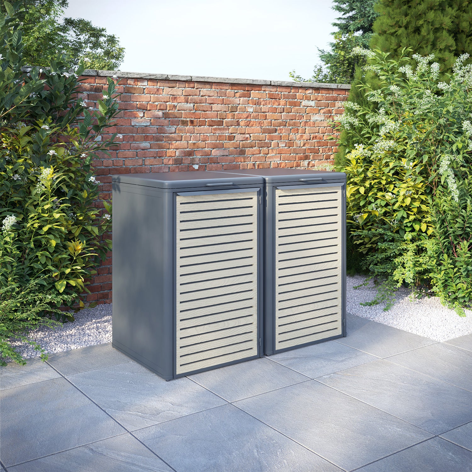 Curva Anthracite Grey 2 Bin Store with Aspen Door Screen