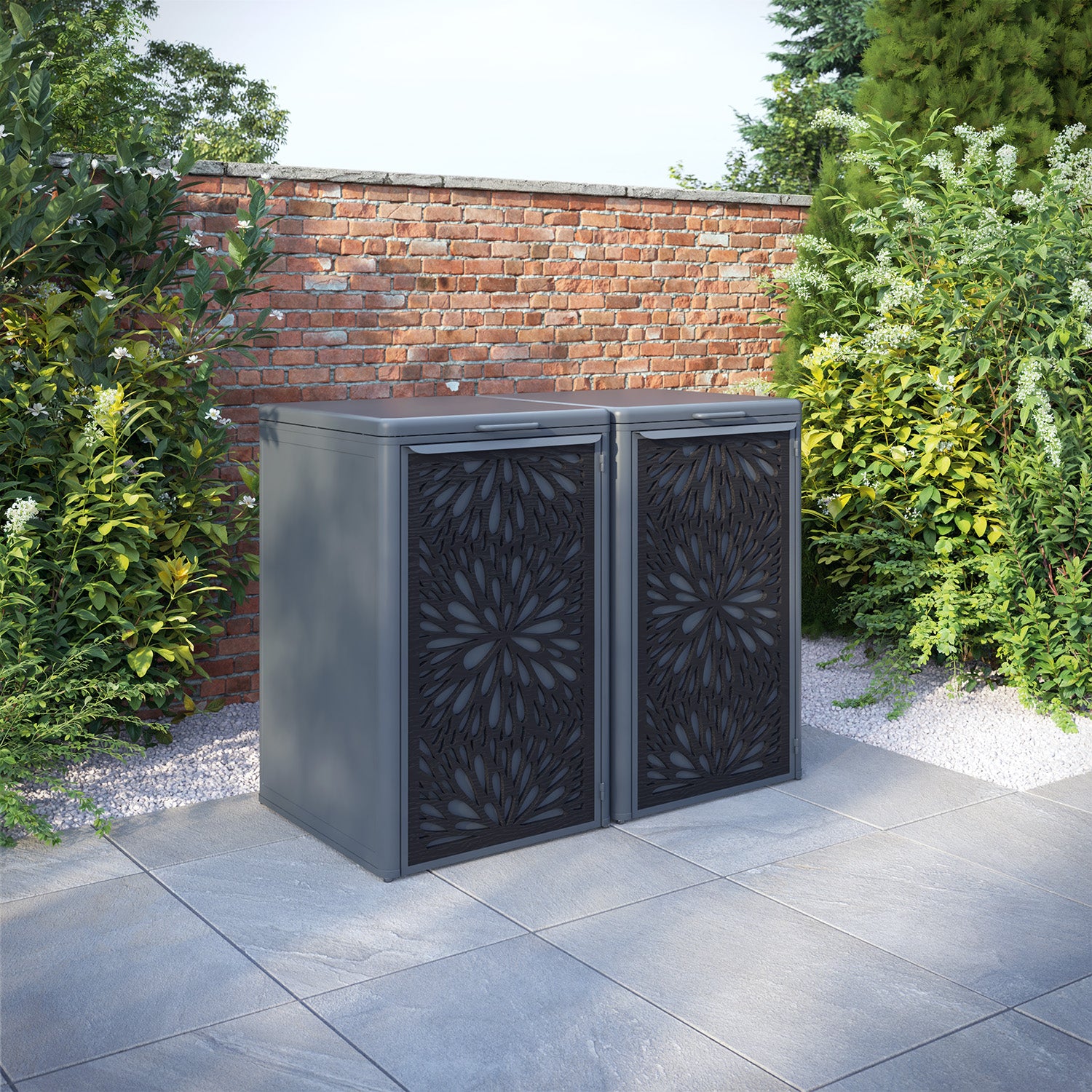 Curva Anthracite Grey 2 Bin Store with Blossom Door Screen