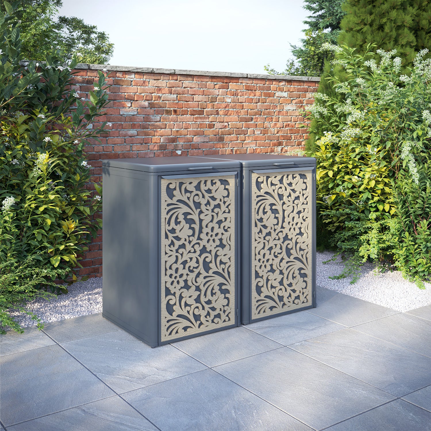Curva Anthracite Grey 2 Bin Store with Eden Door Screen