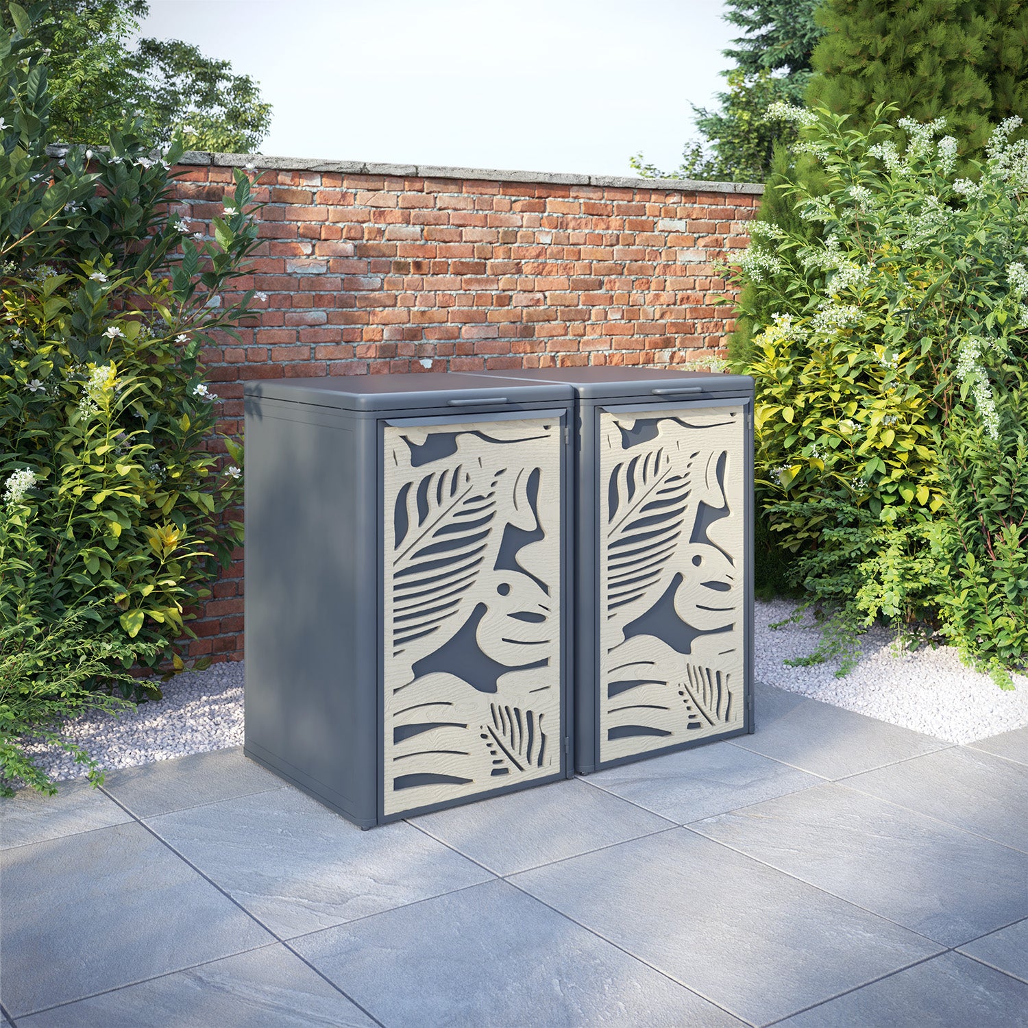 Curva Anthracite Grey 2 Bin Store with Fauna Door Screen