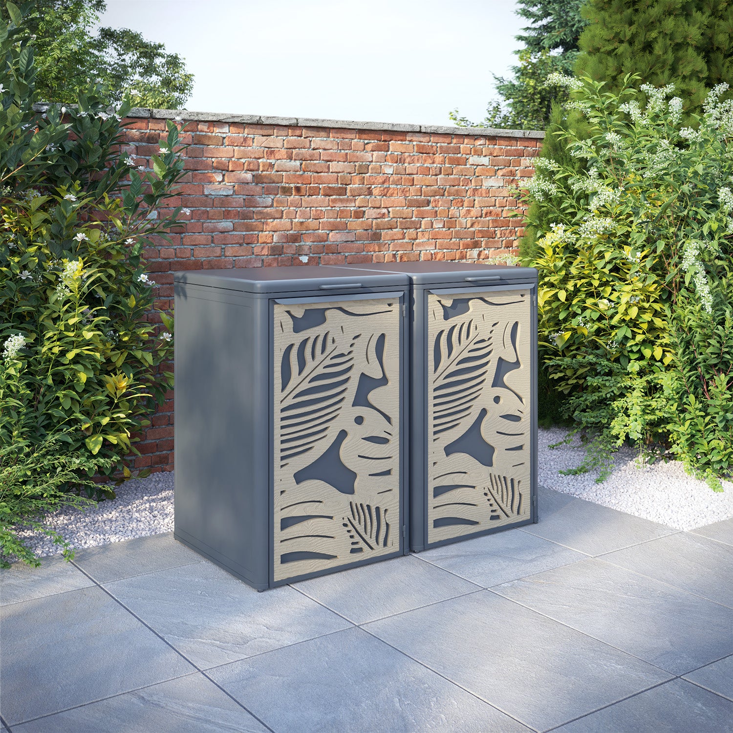 Curva Anthracite Grey 2 Bin Store with Fauna Door Screen