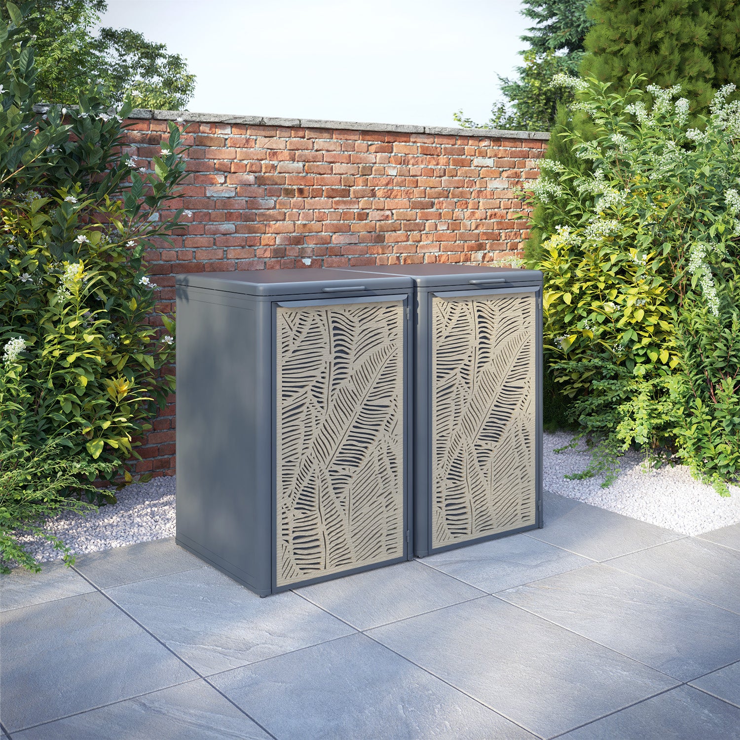 Curva Anthracite Grey 2 Bin Store with Feather Door Screen
