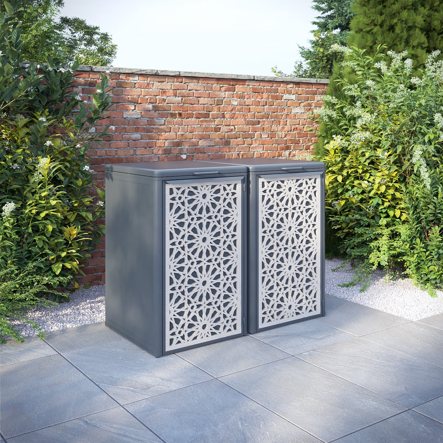 Curva Anthracite Grey 2 Bin Store with Hambra Door Screen