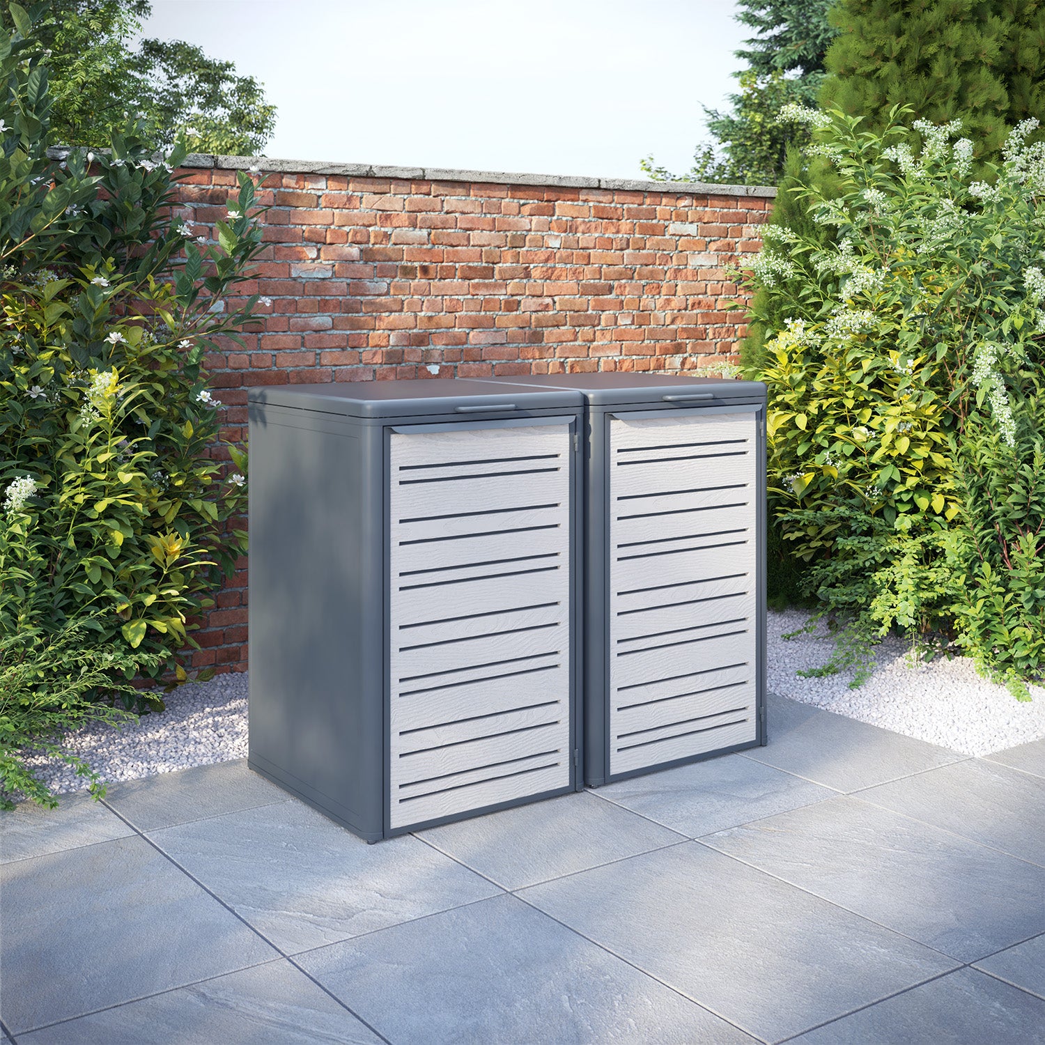 Curva Anthracite Grey 2 Bin Store with Linea Door Screen