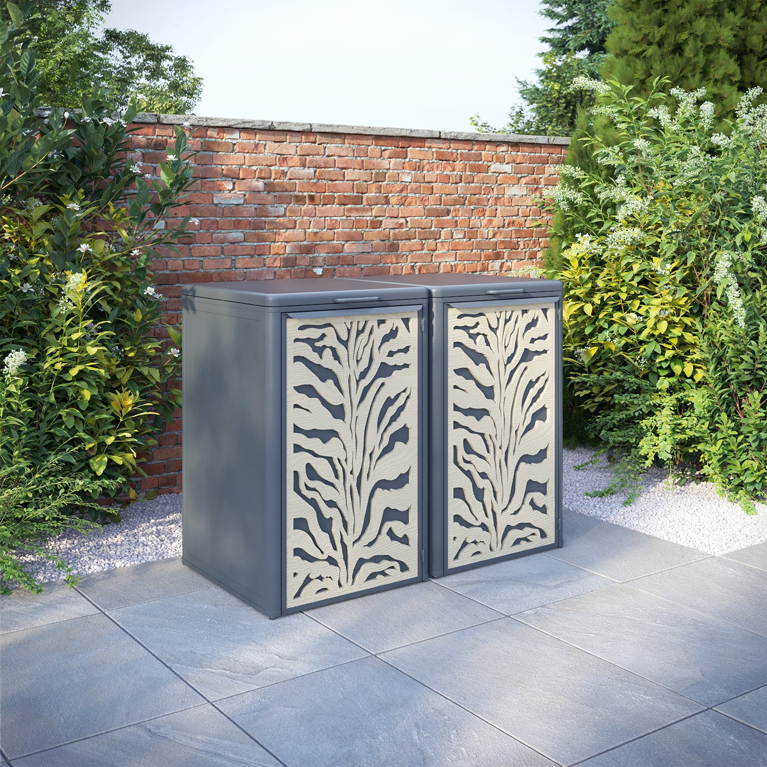 Curva Anthracite Grey 2 Bin Store with Malawi Door Screen