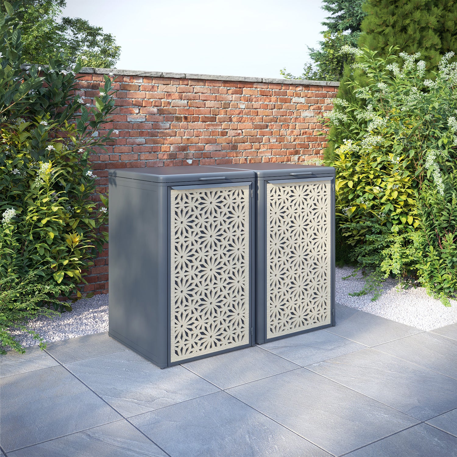 Curva Anthracite Grey 2 Bin Store with Narwa Door Screen