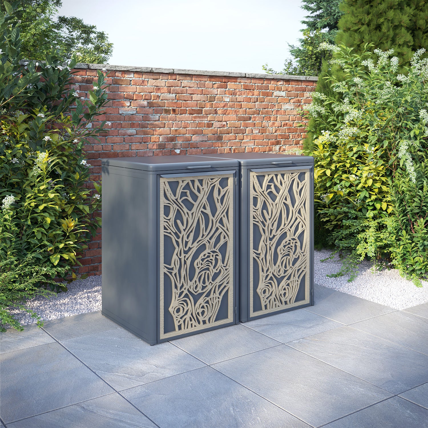 Curva Anthracite Grey 2 Bin Store with Nature Door Screen
