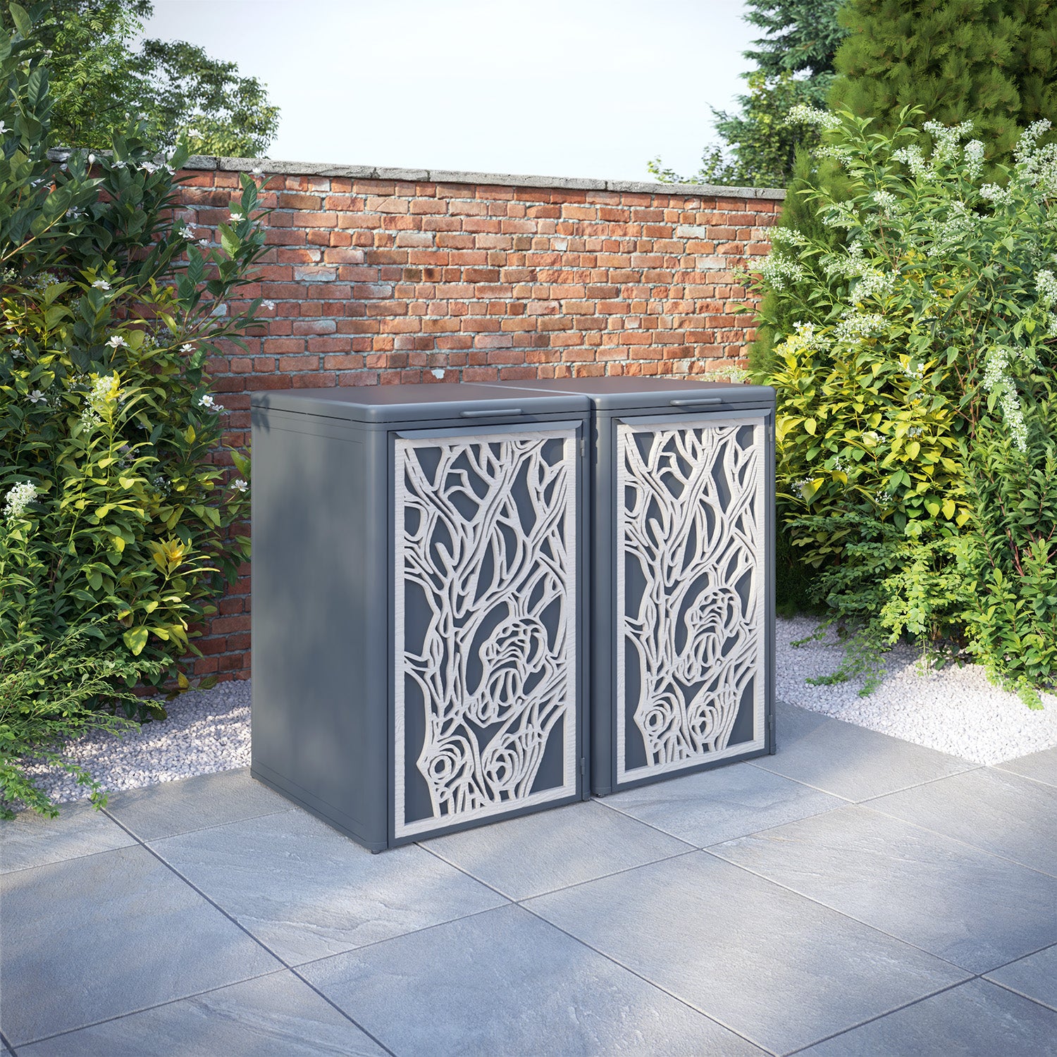 Curva Anthracite Grey 2 Bin Store with Nature Door Screen