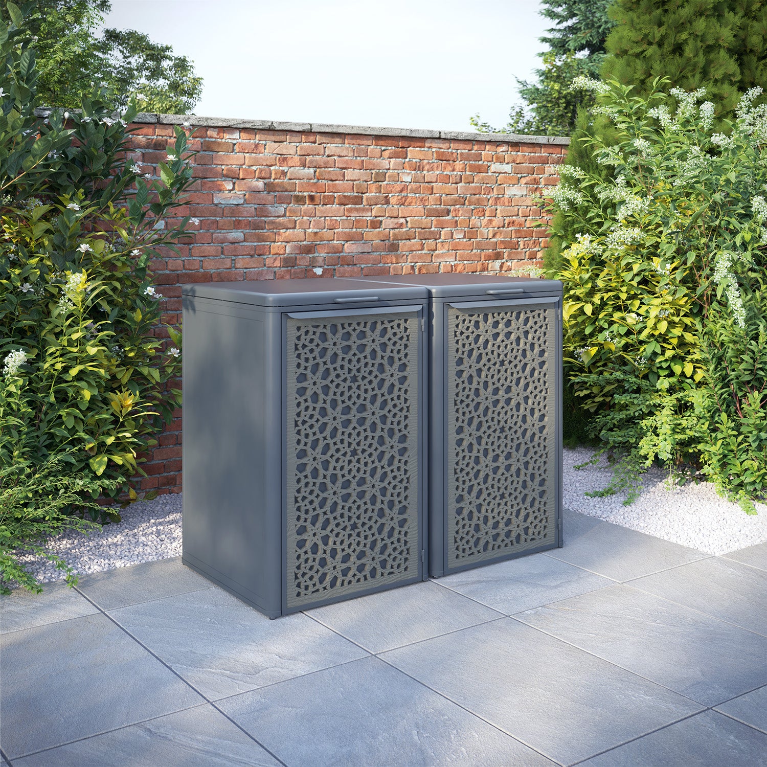 Curva Anthracite Grey 2 Bin Store with Nazira Door Screen