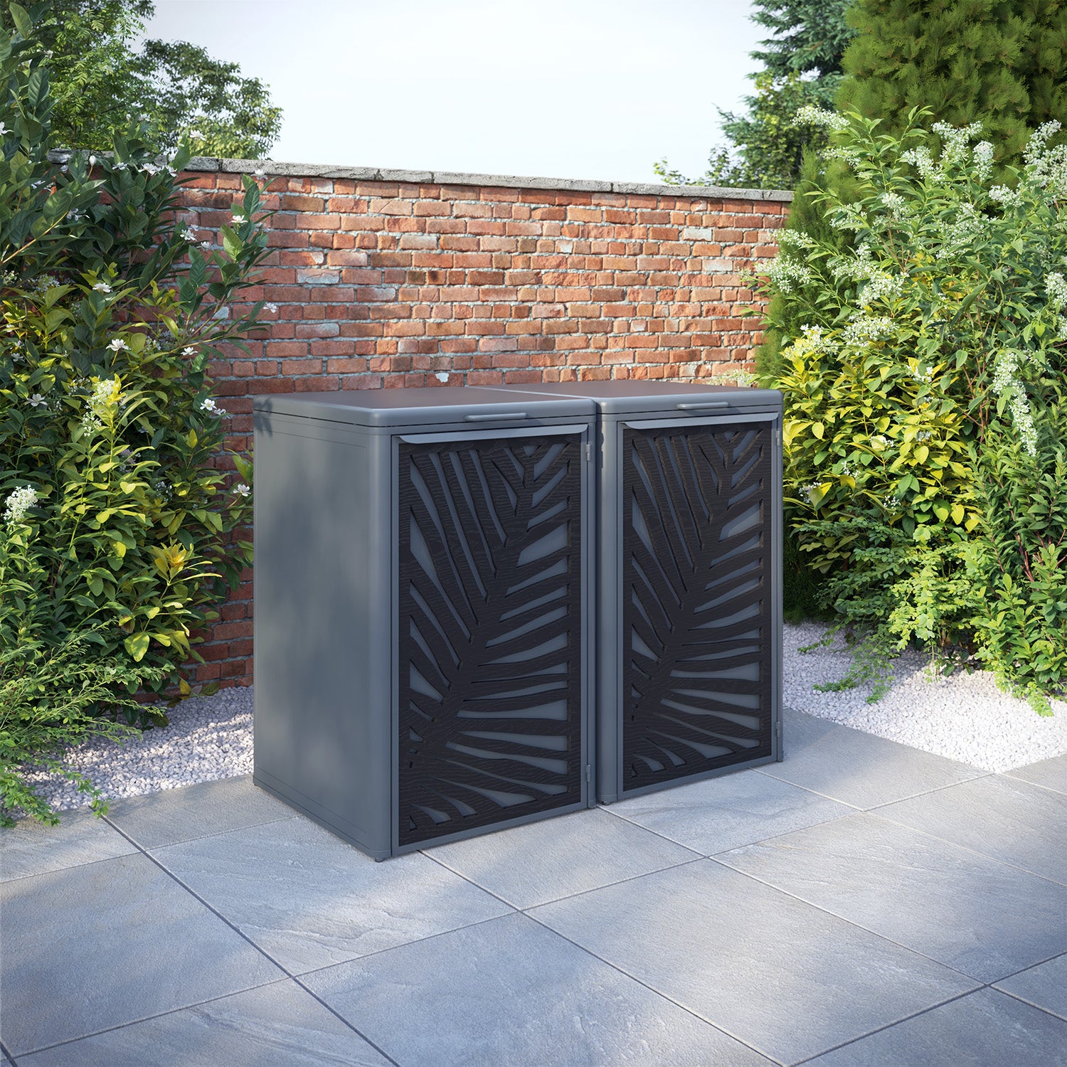 Curva Anthracite Grey 2 Bin Store with Palm Door Screen