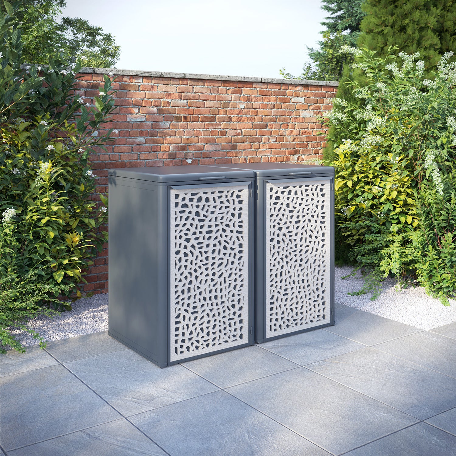 Curva Anthracite Grey 2 Bin Store with Pebble Door Screen
