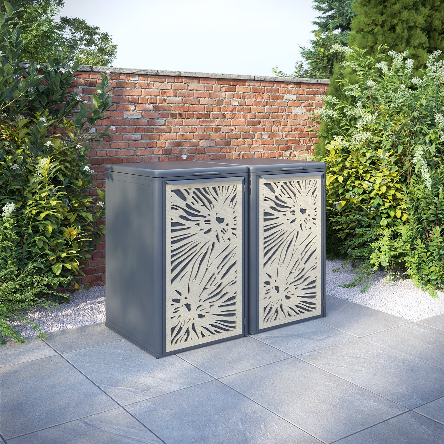 Curva Anthracite Grey 2 Bin Store with Poppy Door Screen