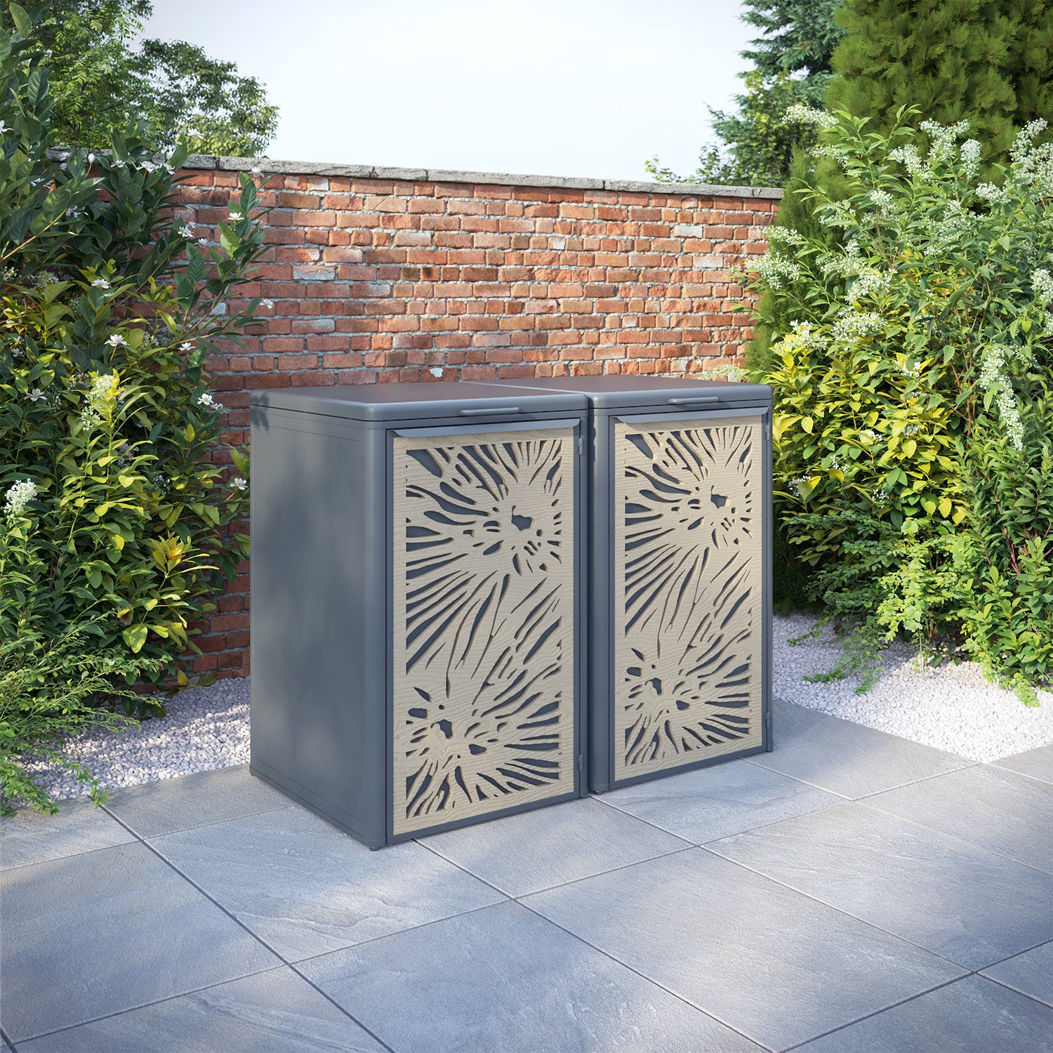 Curva Anthracite Grey 2 Bin Store with Poppy Door Screen