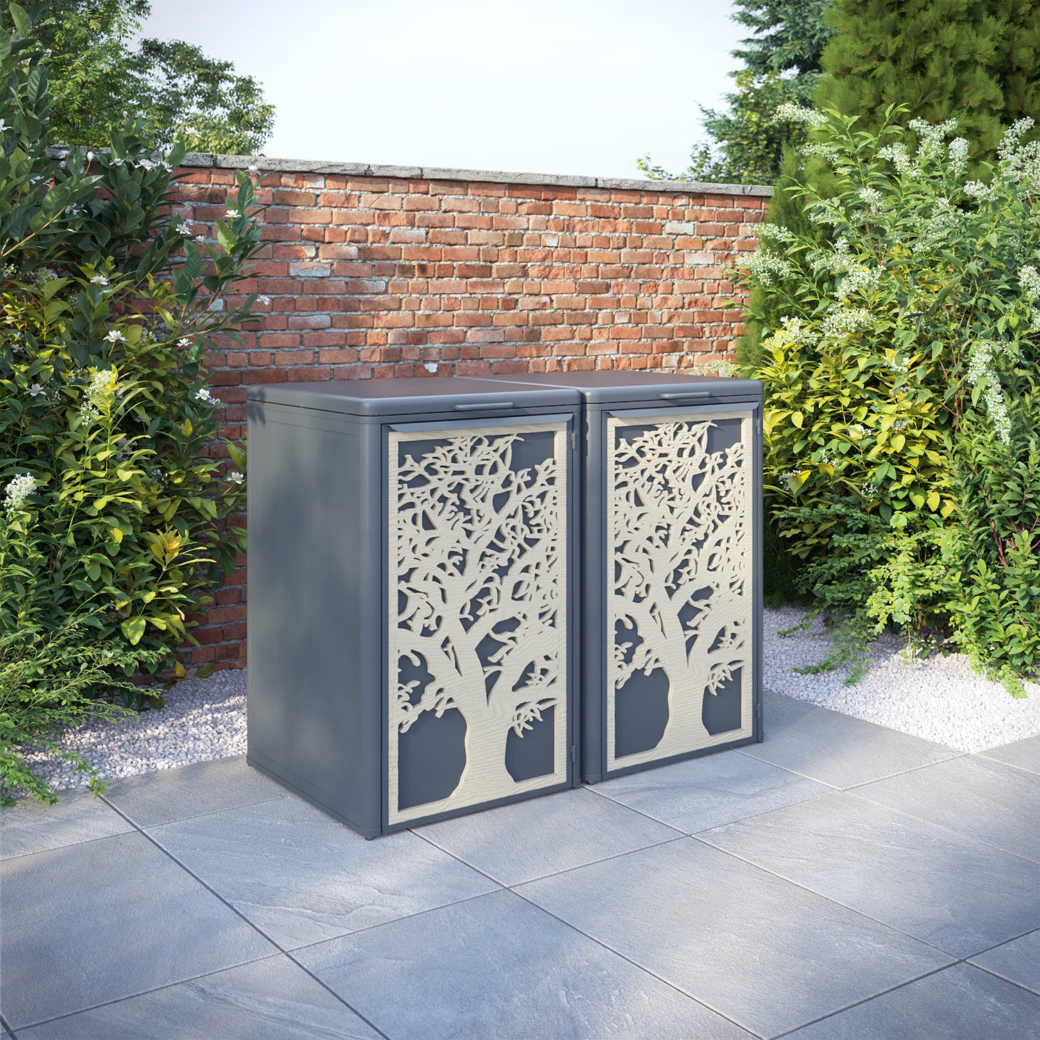 Curva Anthracite Grey 2 Bin Store with Sherwood Door Screen
