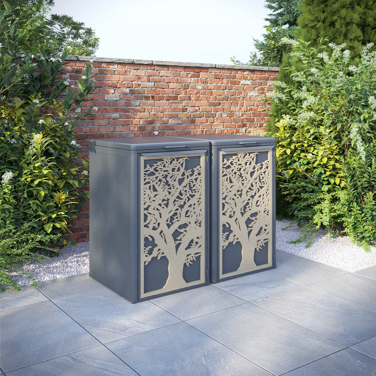 Curva Anthracite Grey 2 Bin Store with Sherwood Door Screen