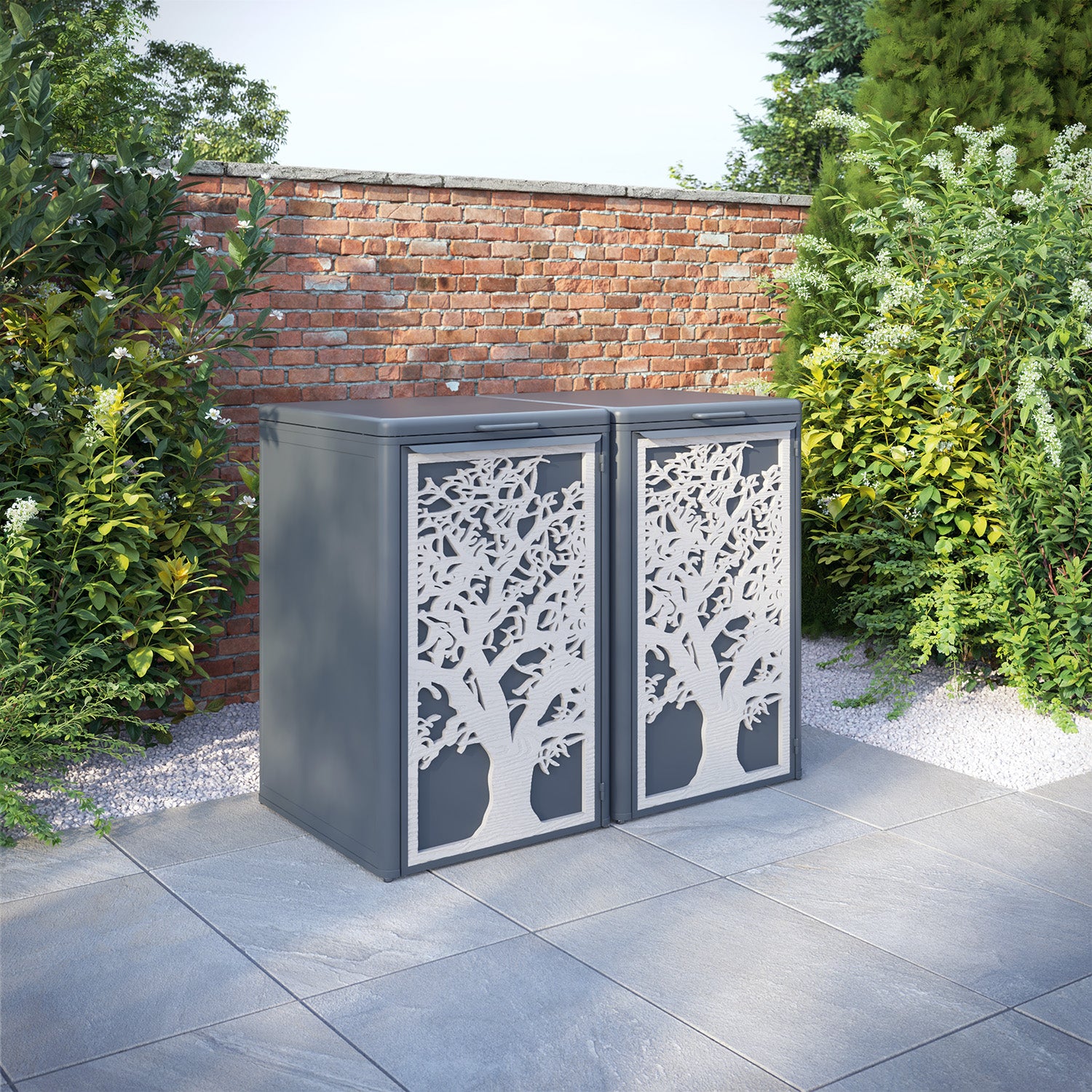 Curva Anthracite Grey 2 Bin Store with Sherwood Door Screen