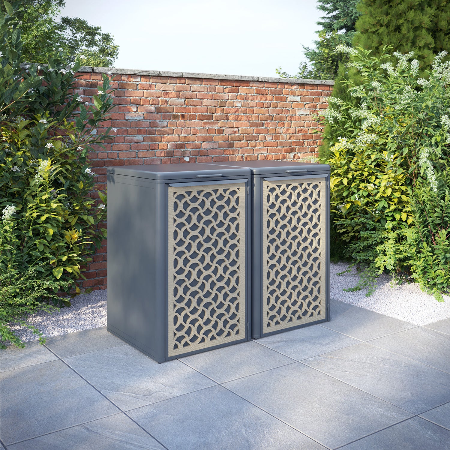 Curva Anthracite Grey 2 Bin Store with Vida Door Screen