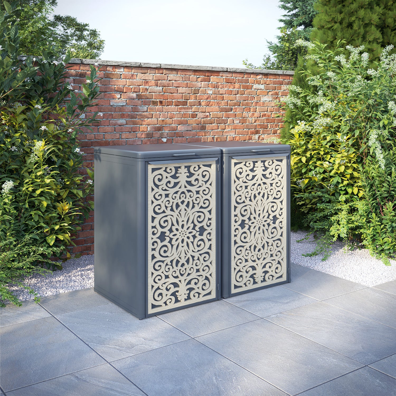 Curva Anthracite Grey 2 Bin Store with Windsor Door Screen