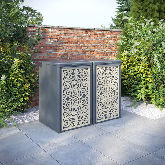 Curva Anthracite Grey 2 Bin Store with Windsor Door Screen