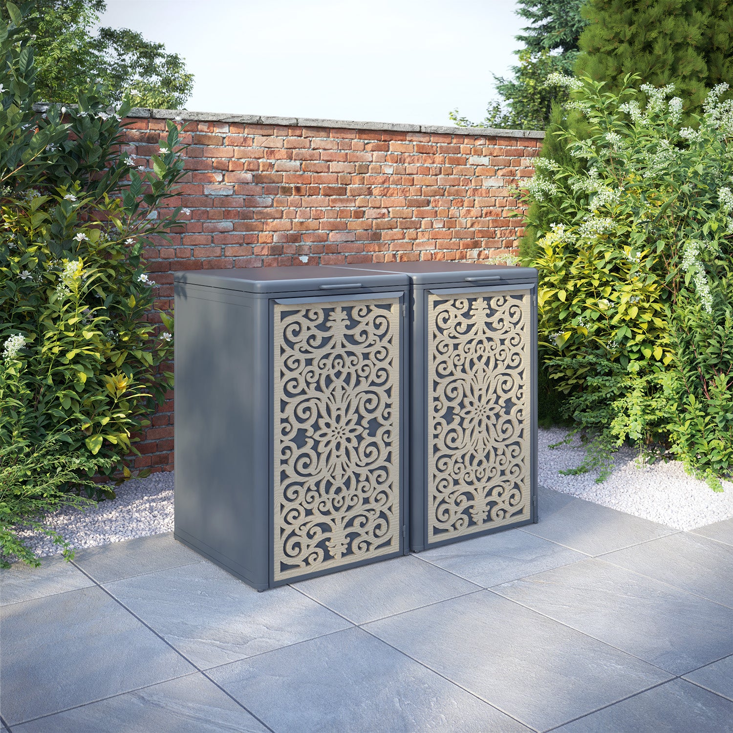 Curva Anthracite Grey 2 Bin Store with Windsor Door Screen