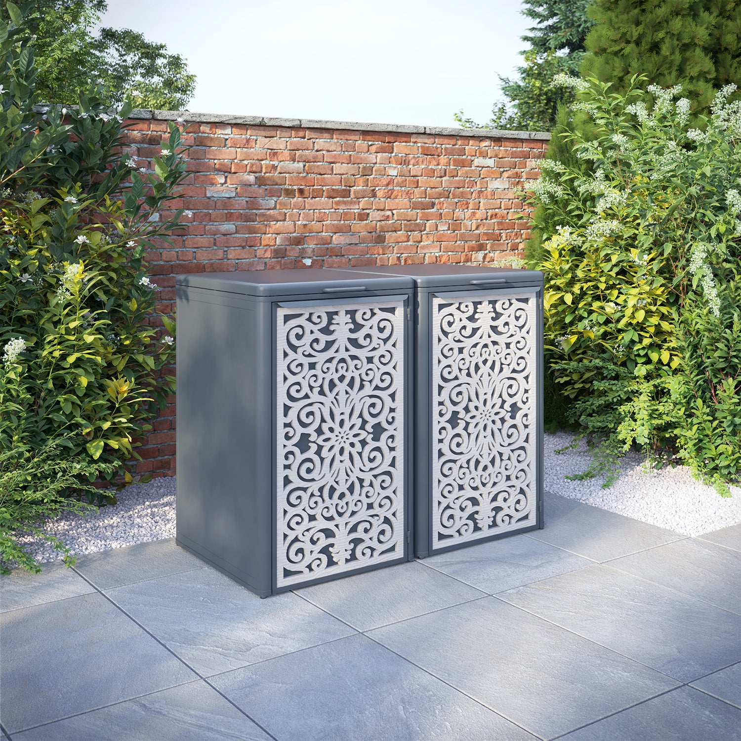 Curva Anthracite Grey 2 Bin Store with Windsor Door Screen