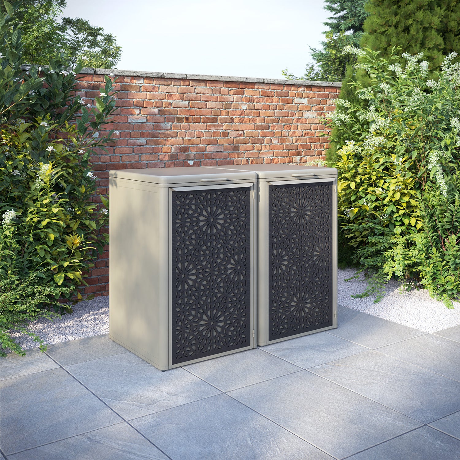 Curva Latte 2 Bin Store with Alnara Door Screen